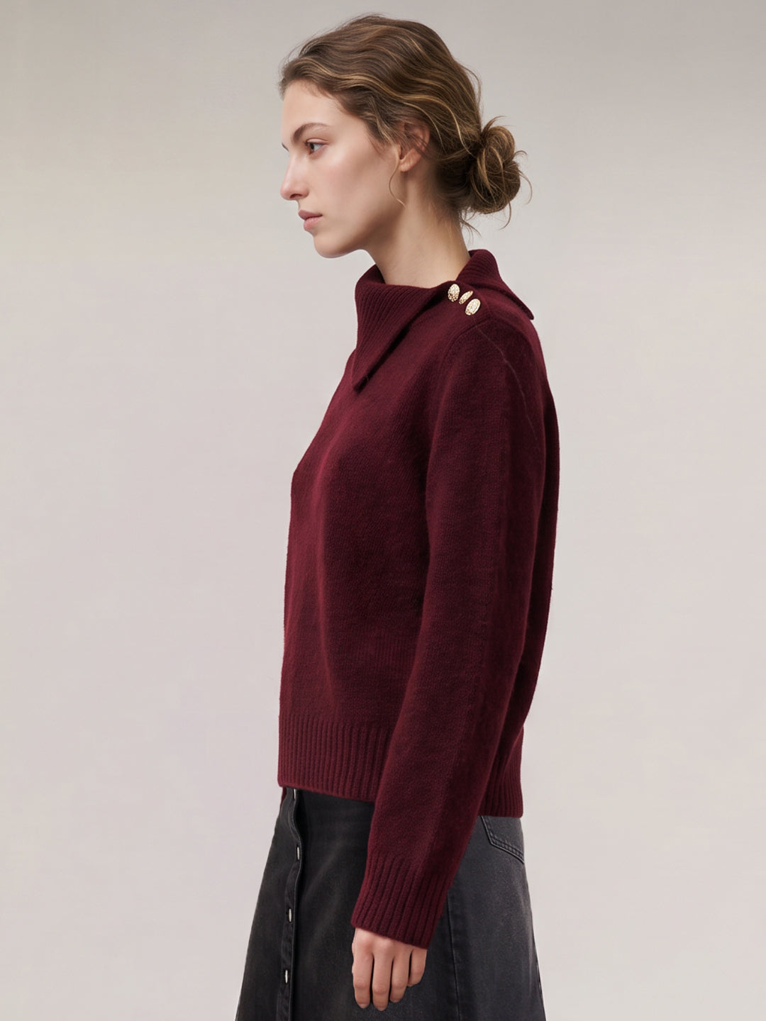 Burgundy Split-Neck Pullover