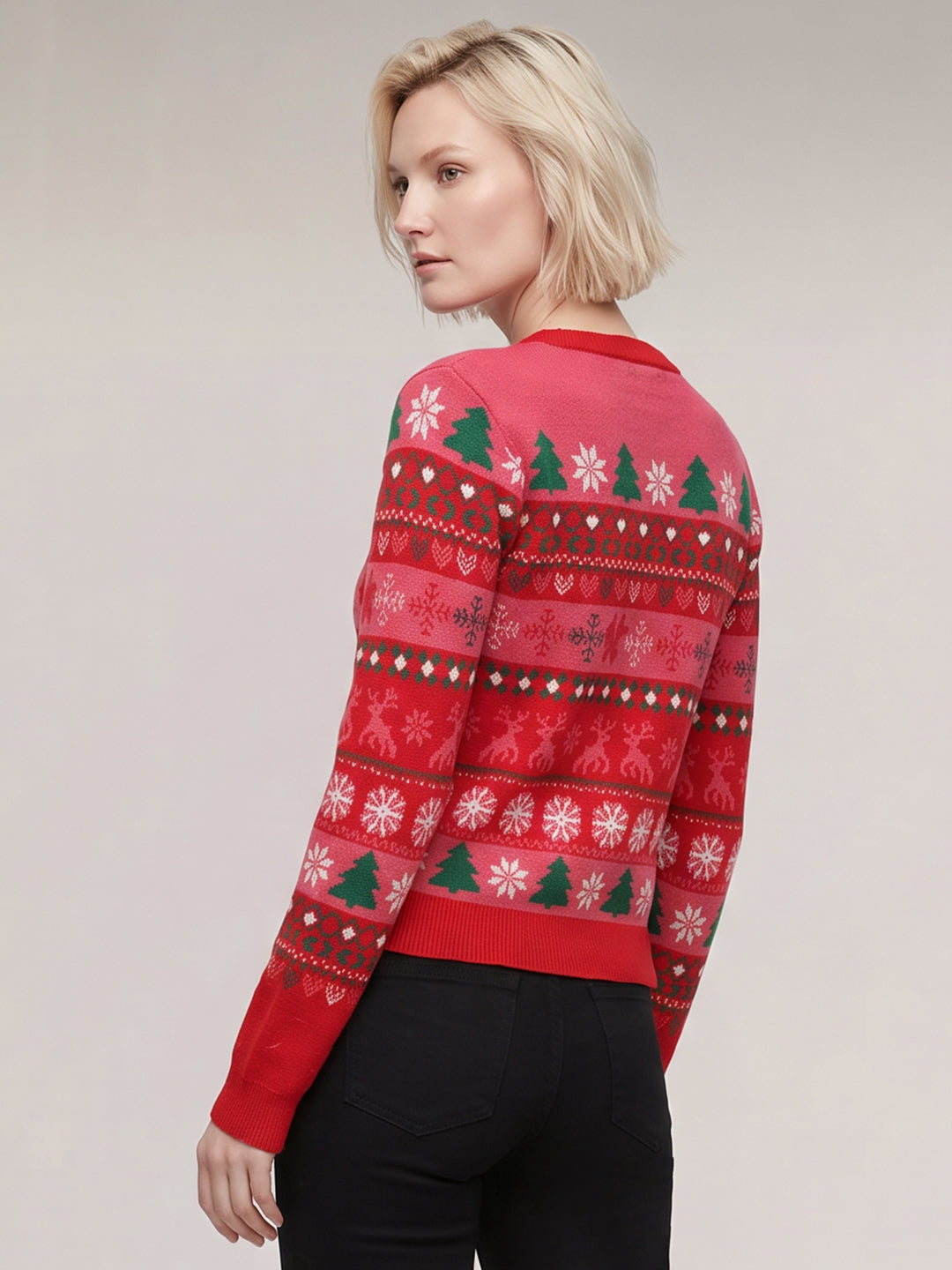 Red Christmas Print Pullover