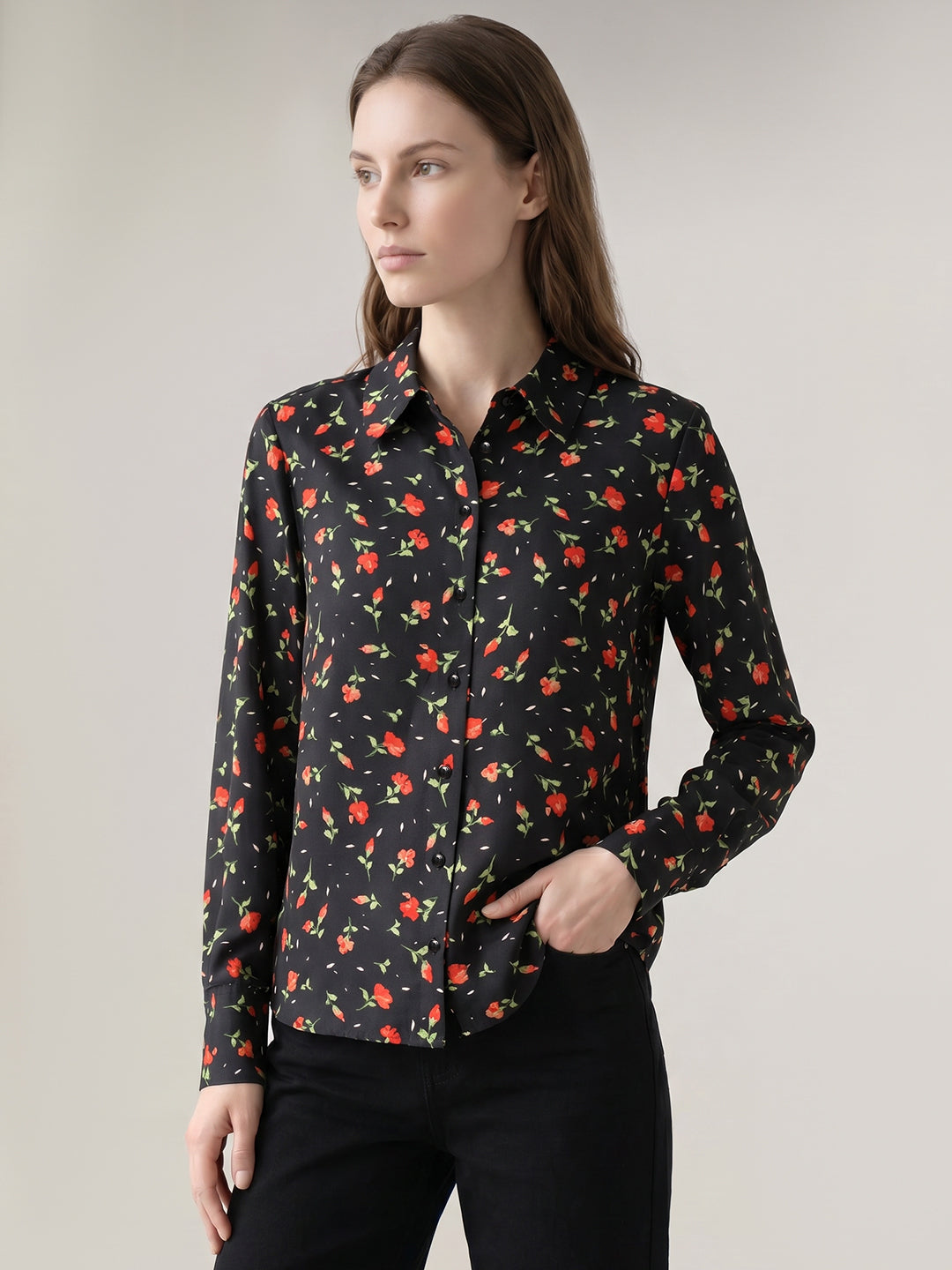 Black Floral Shirt