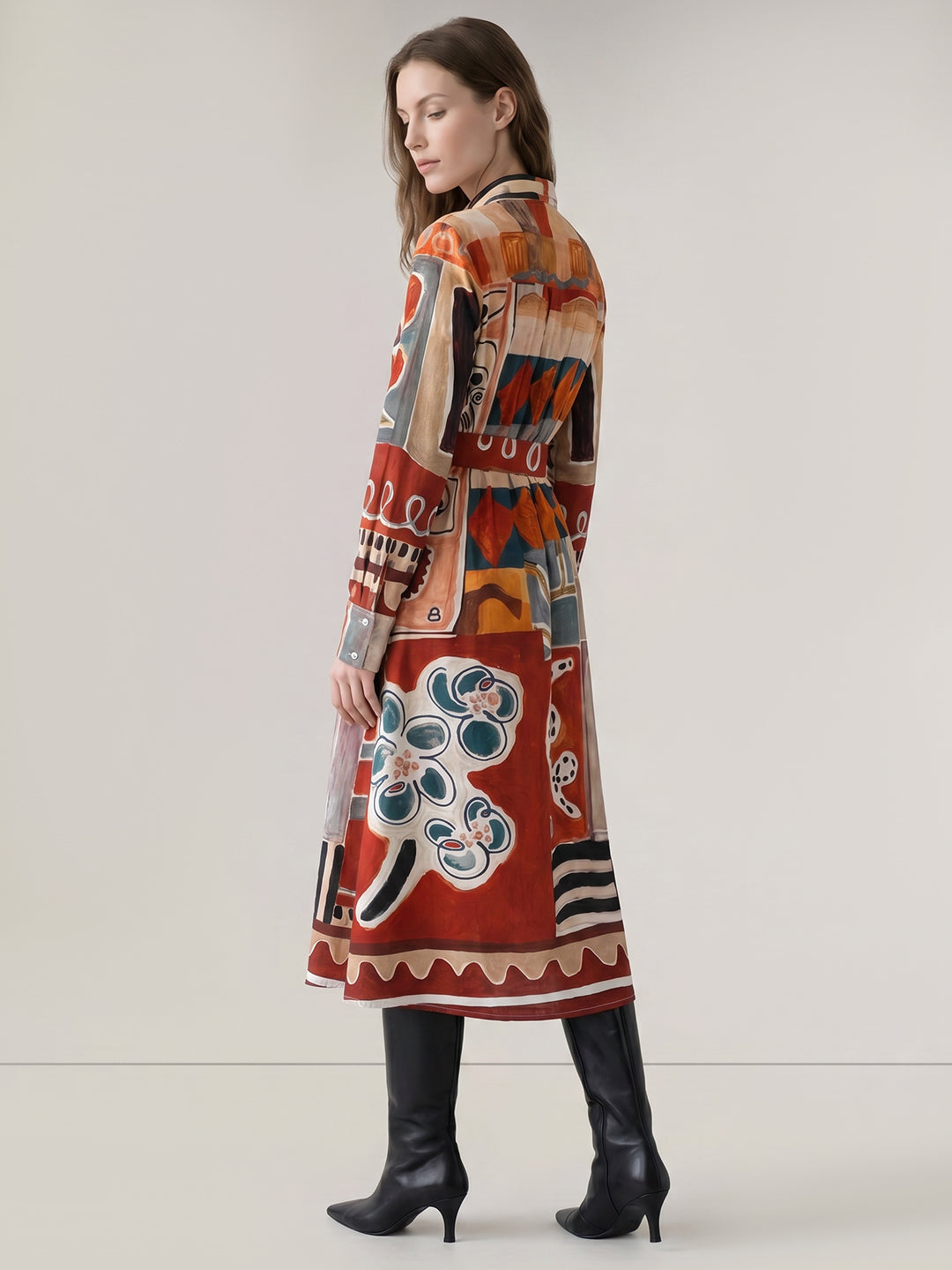 Rust Printed Shirt Dress