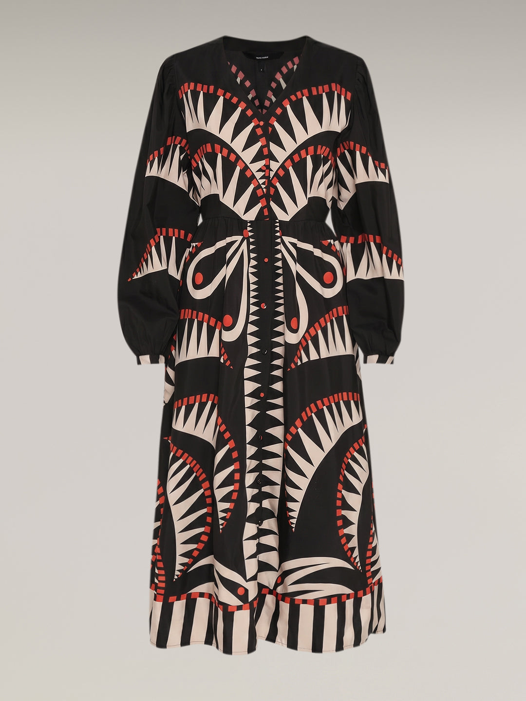Black Printed Midi Dress