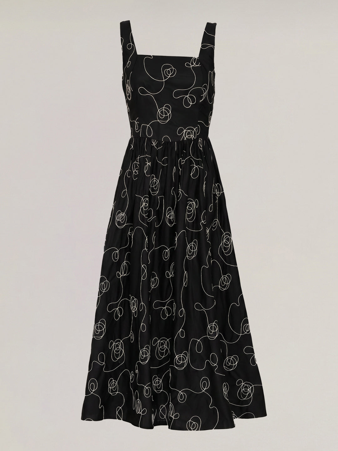 Black Printed Midi Dress