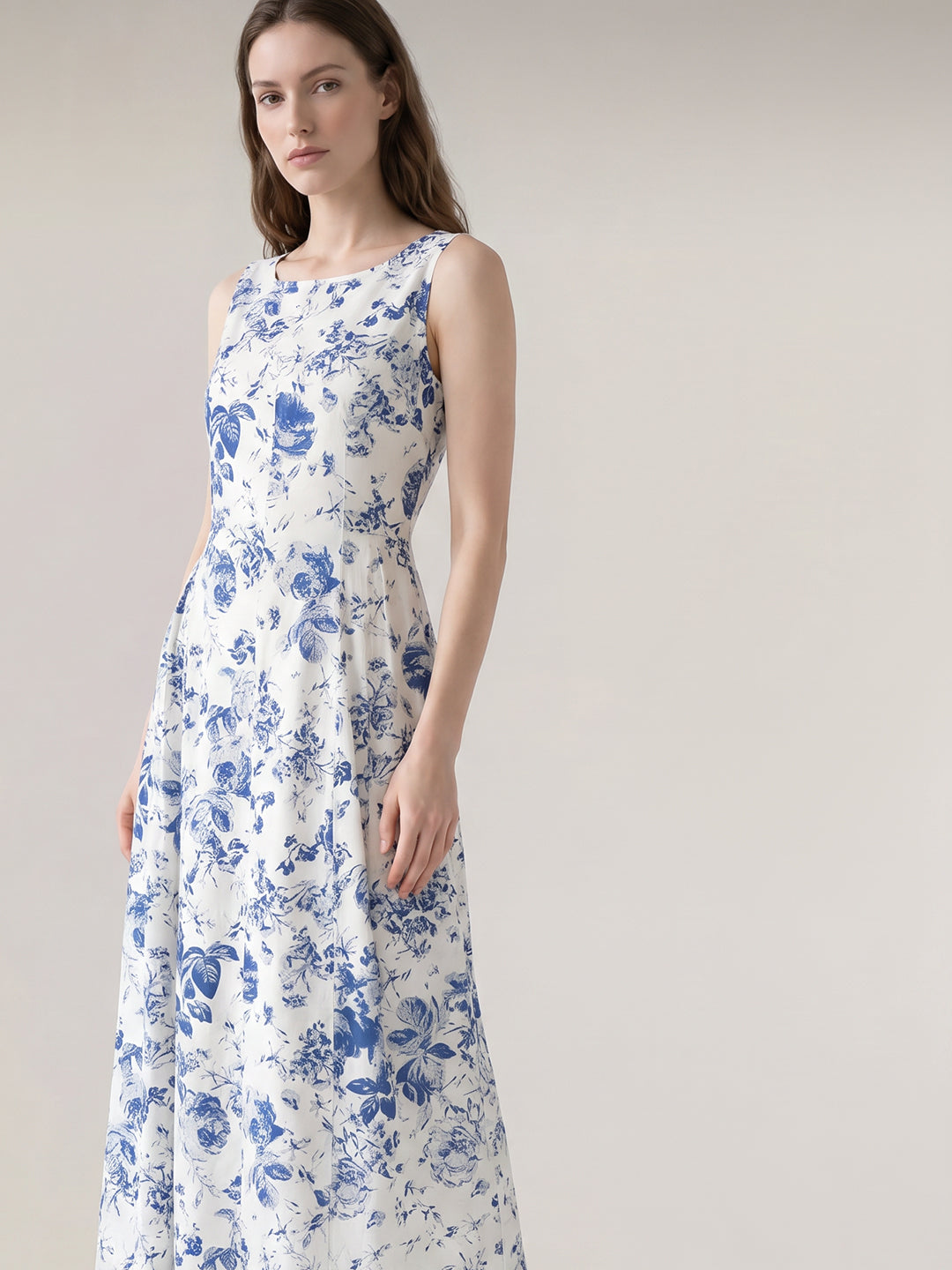 White Printed Cotton Dress