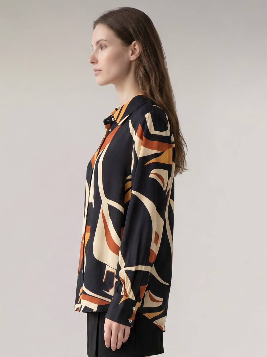 Brown Abstract Print Shirt