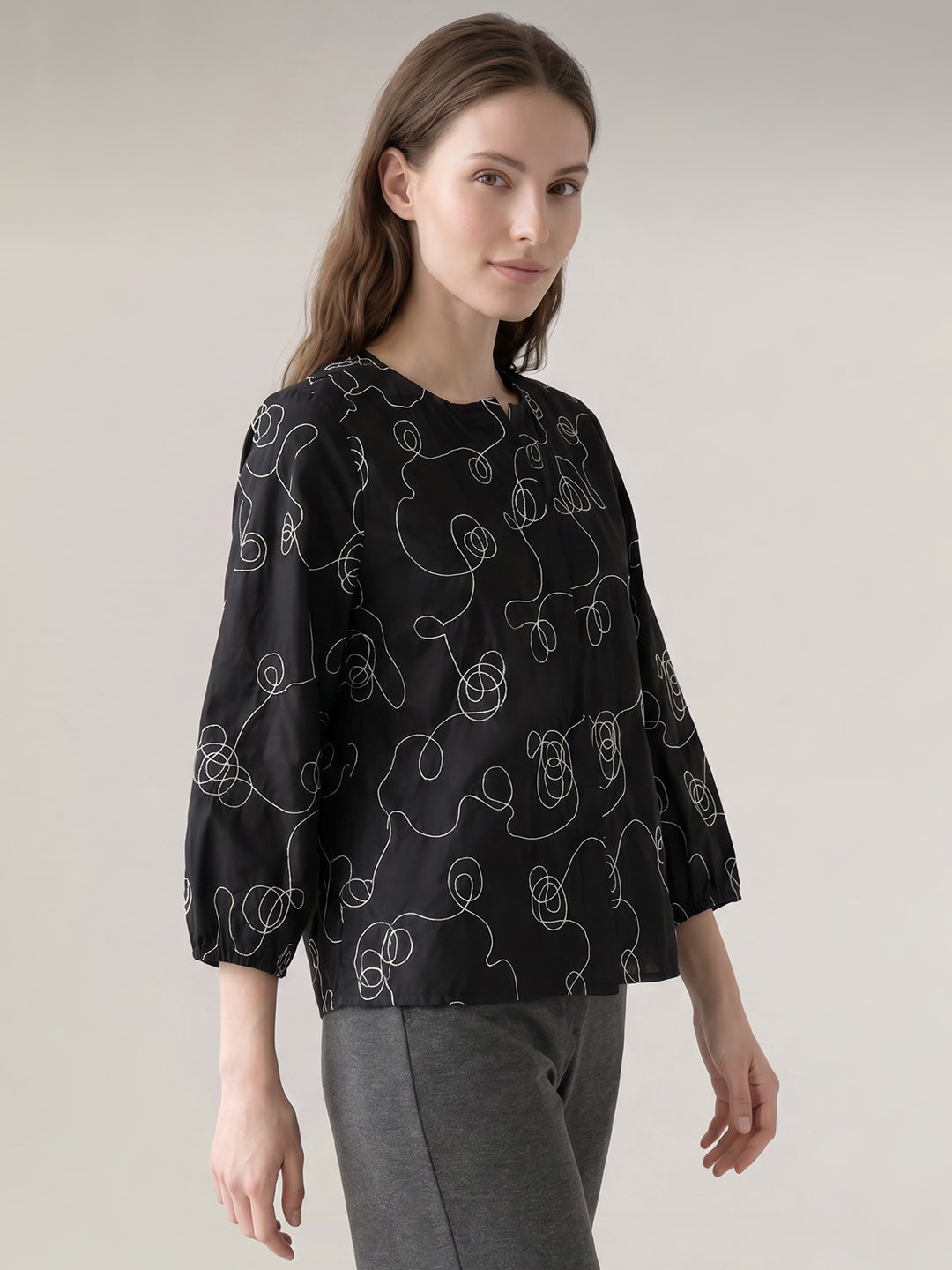 Black Printed Top