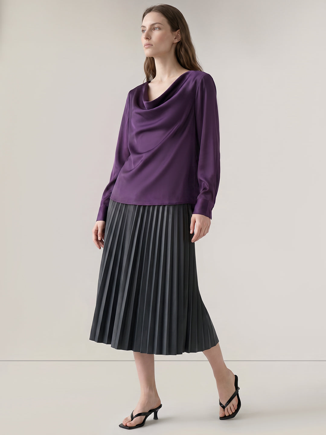 Purple Cowl Neck Top