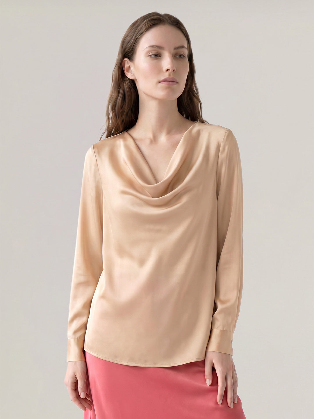 Beige Cowl Neck Top