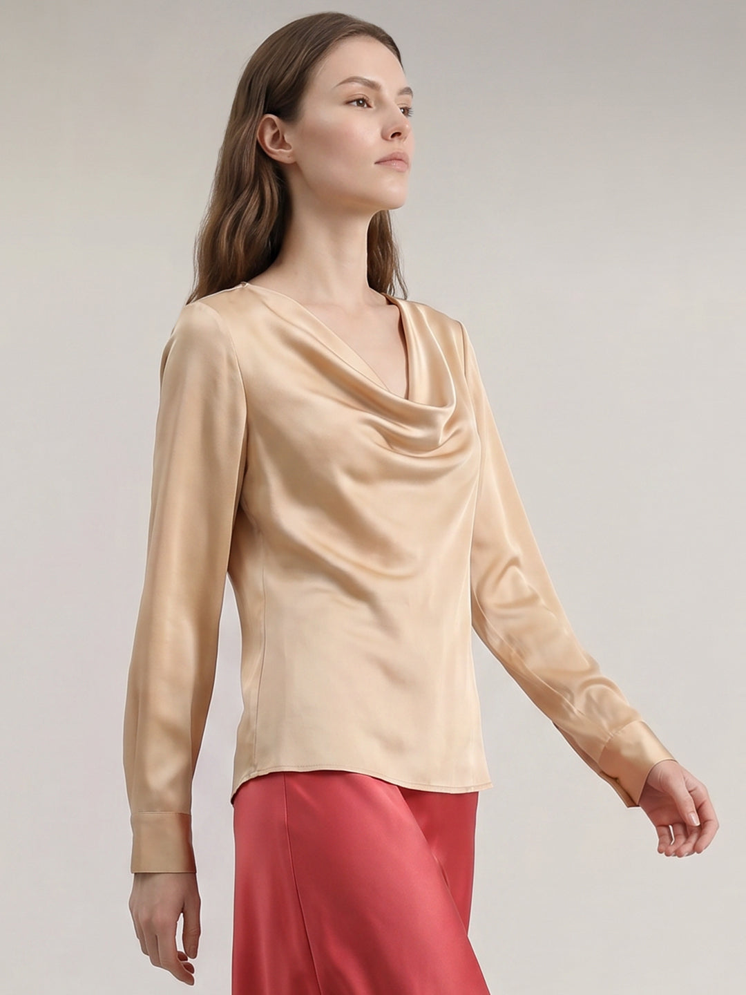 Beige Cowl Neck Top