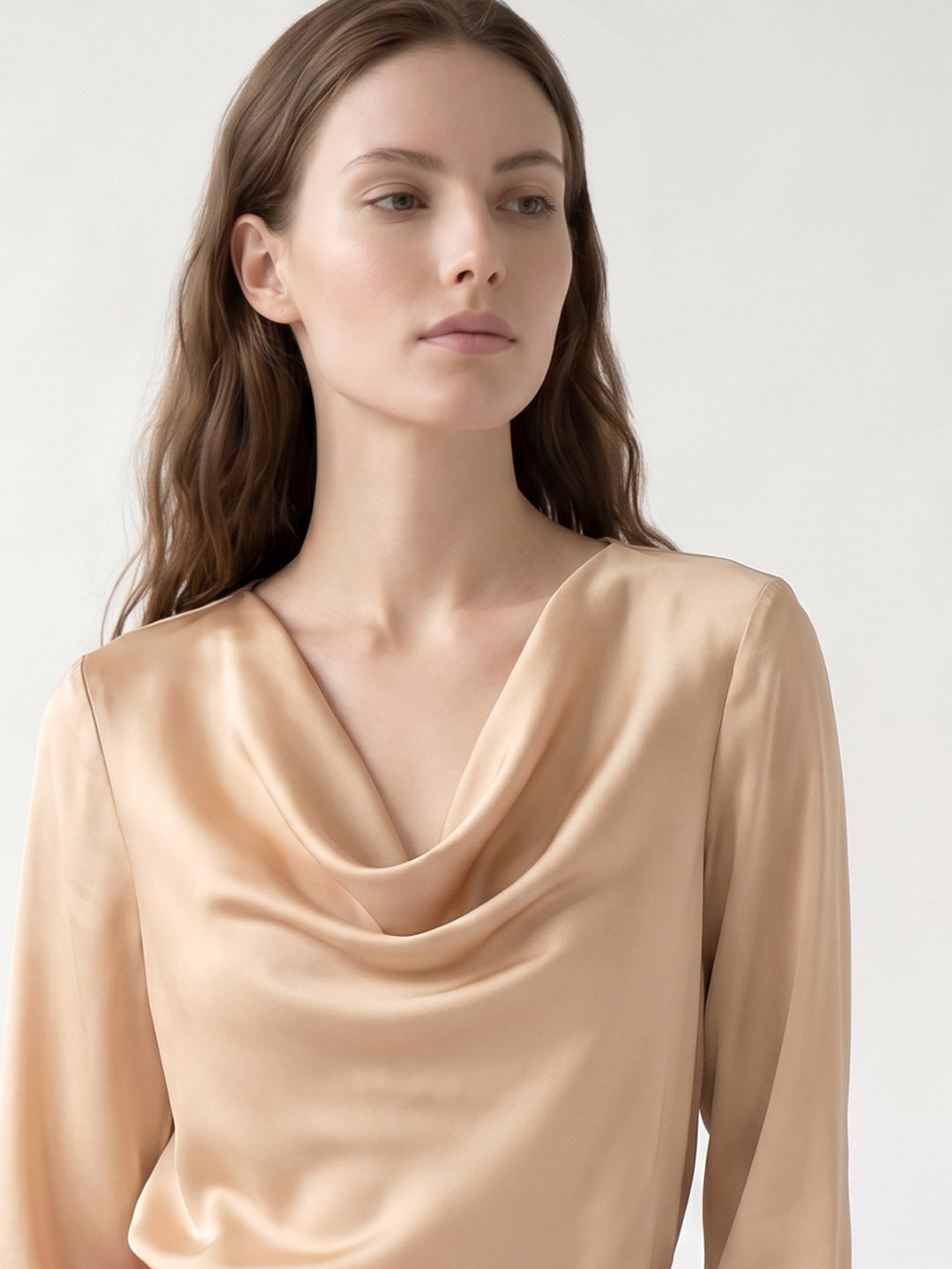 Beige Cowl Neck Top