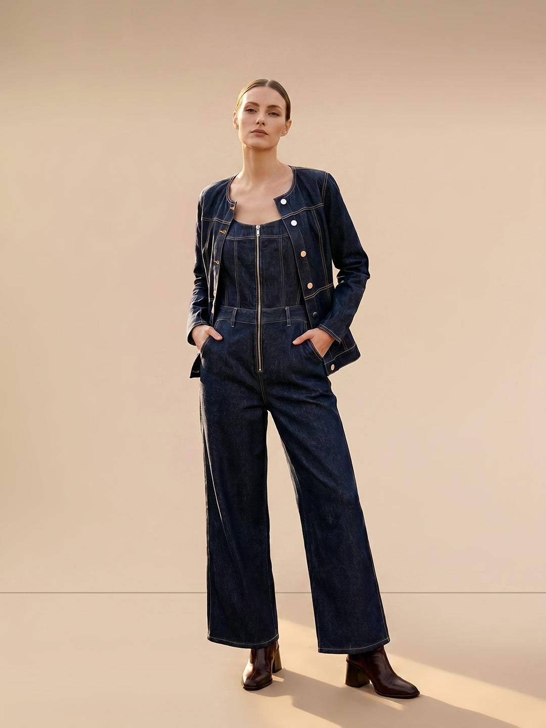 Dark Blue Denim Jumpsuit