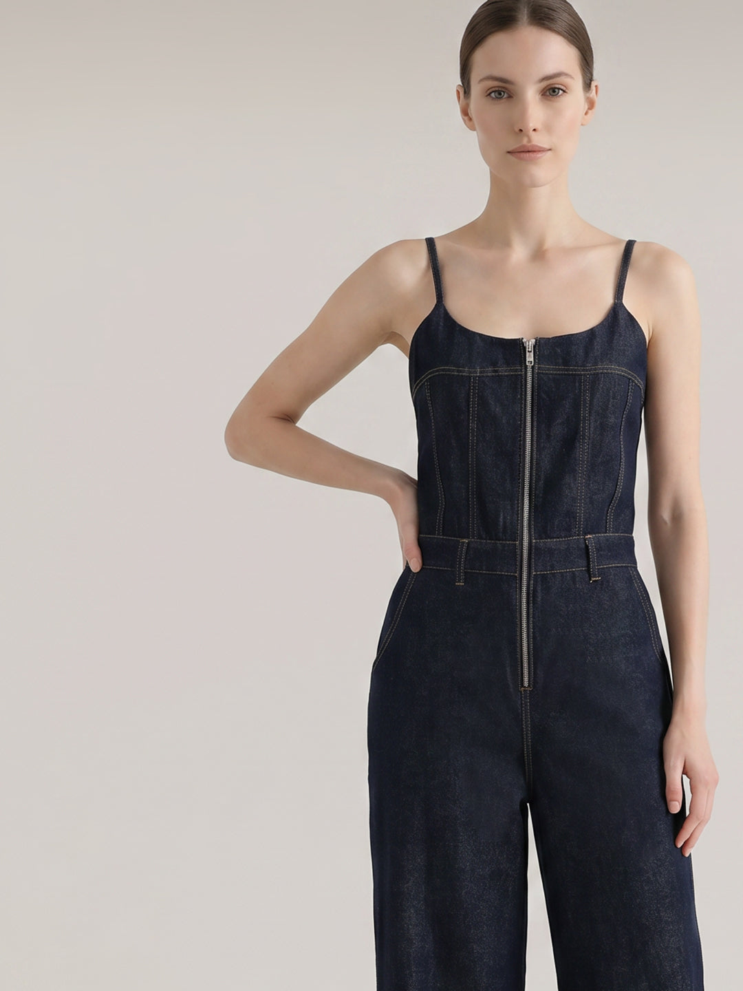 Dark Blue Denim Jumpsuit