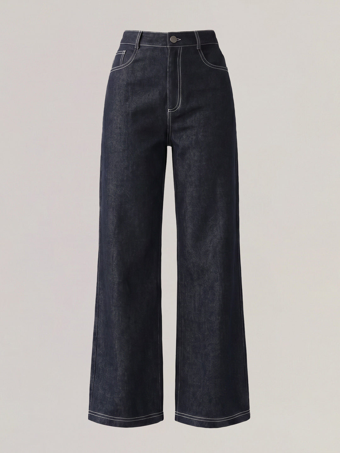 Dark Blue High Rise Denim Pants