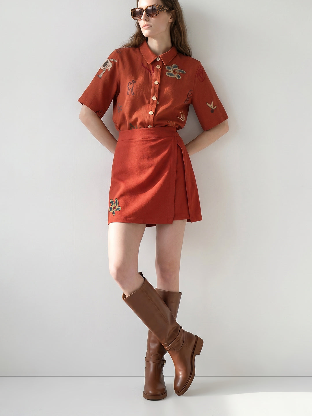 Rust High Rise Skorts