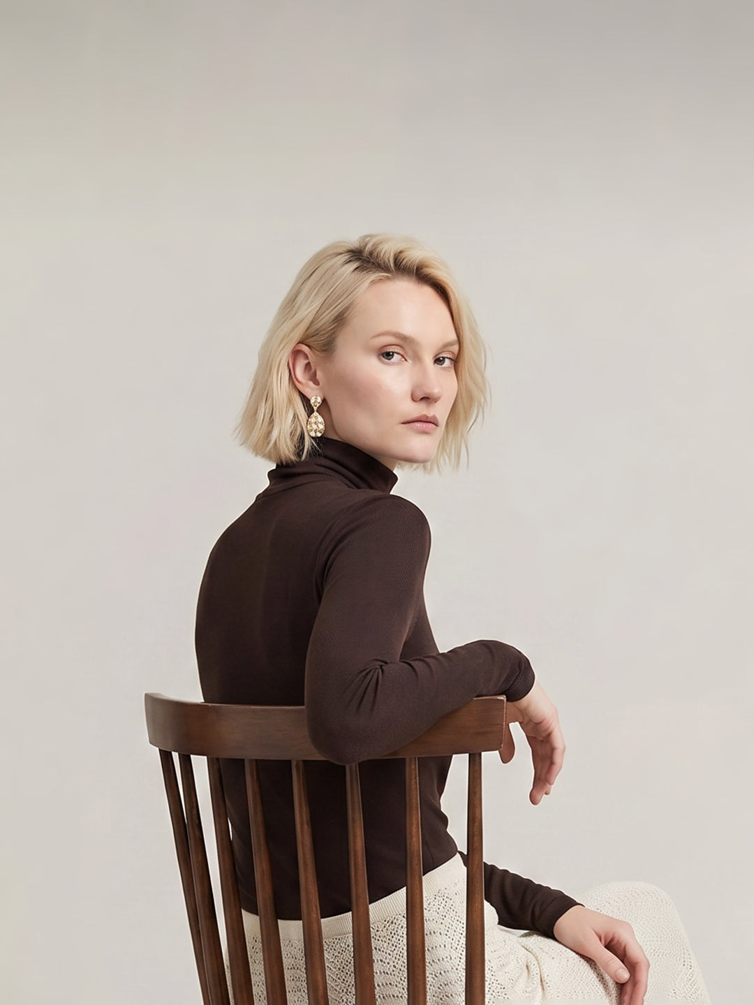 Dark Brown Roll Neck Top