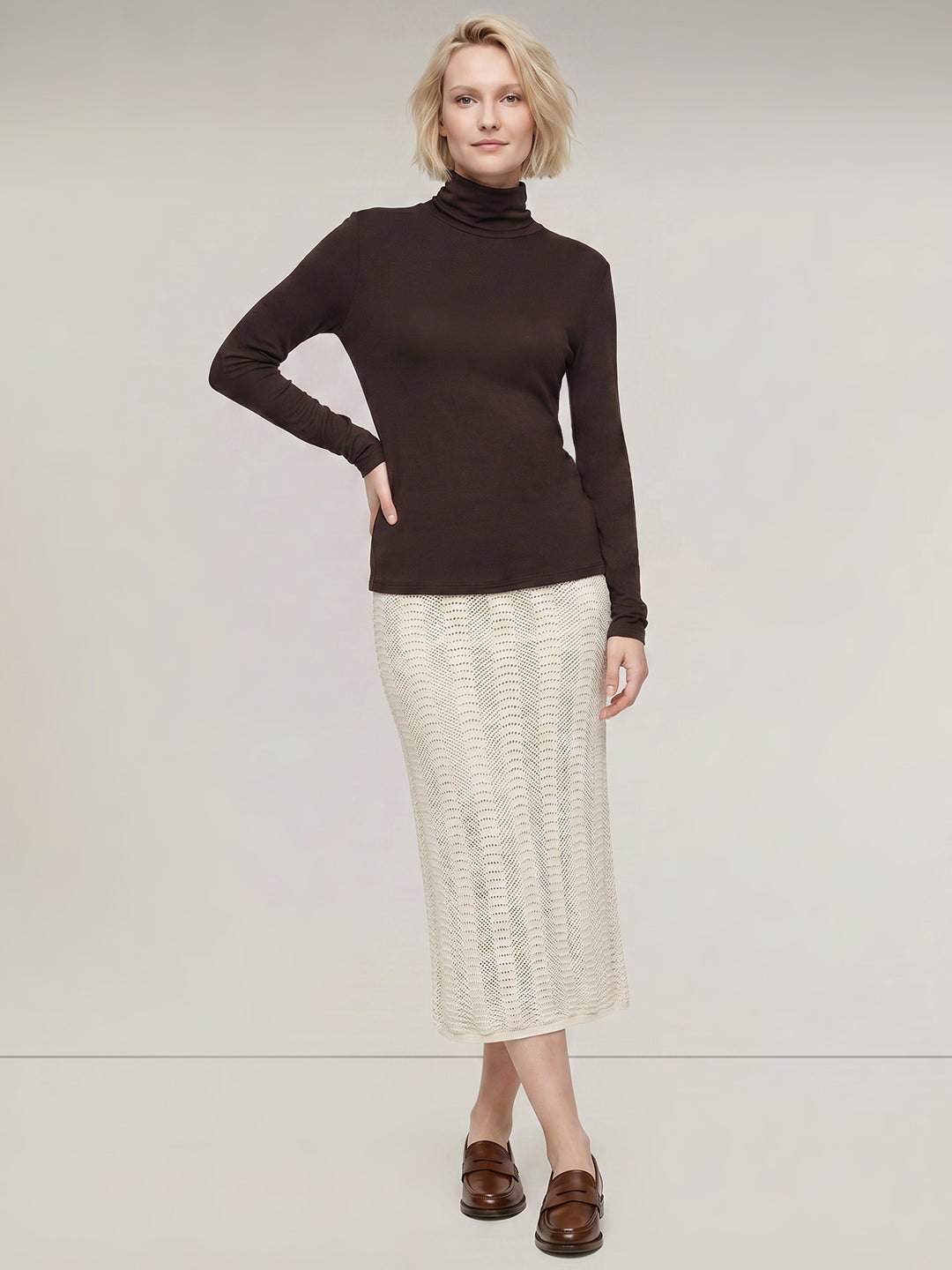 Dark Brown Roll Neck Top