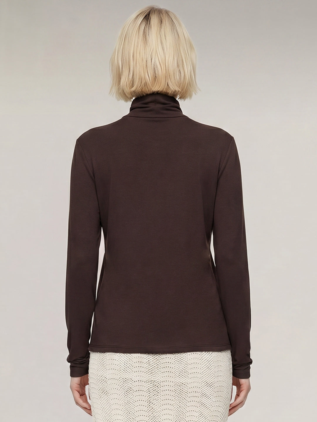 Dark Brown Roll Neck Top