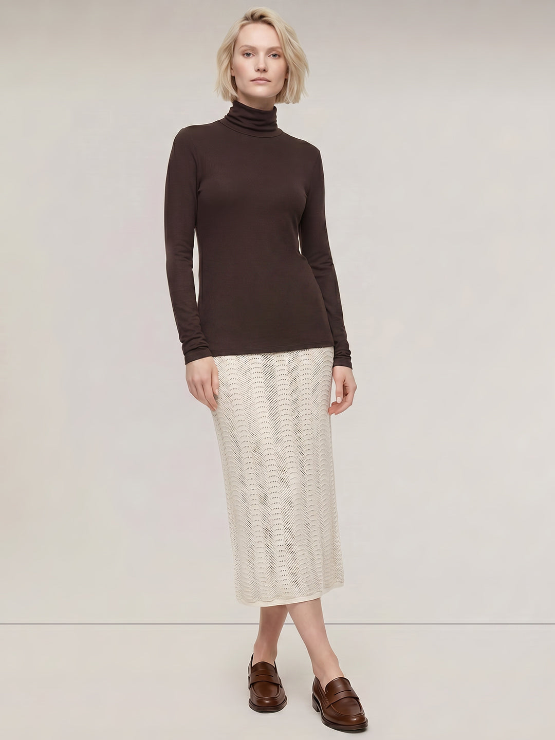 Dark Brown Roll Neck Top