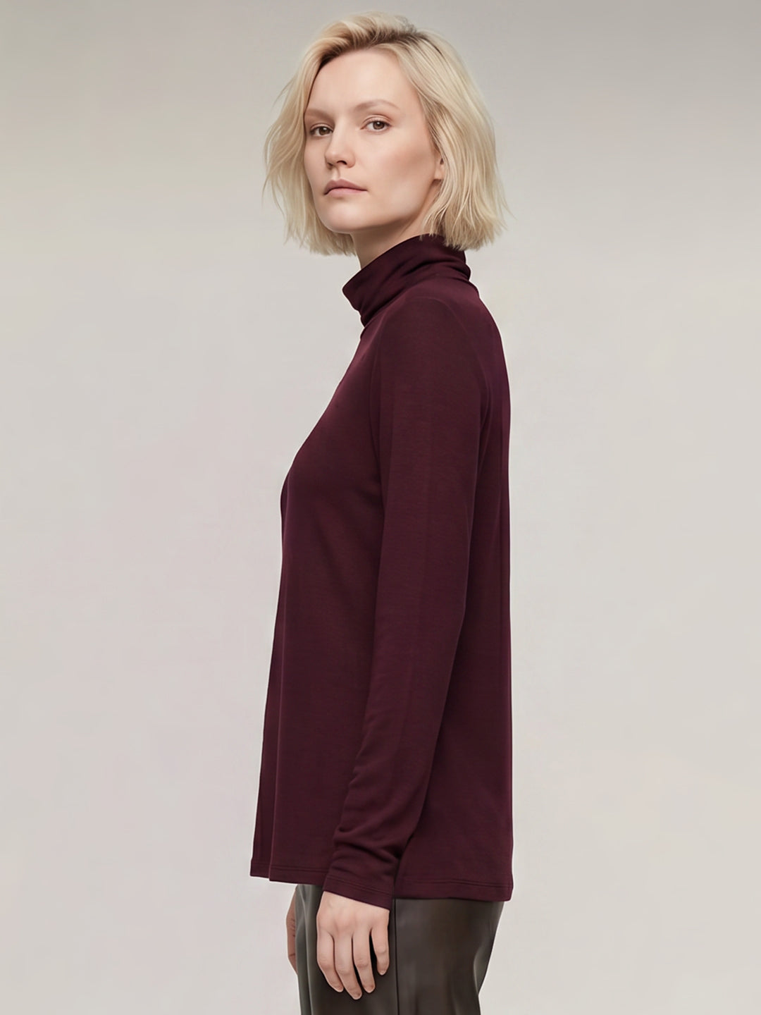 Maroon Roll Neck Top