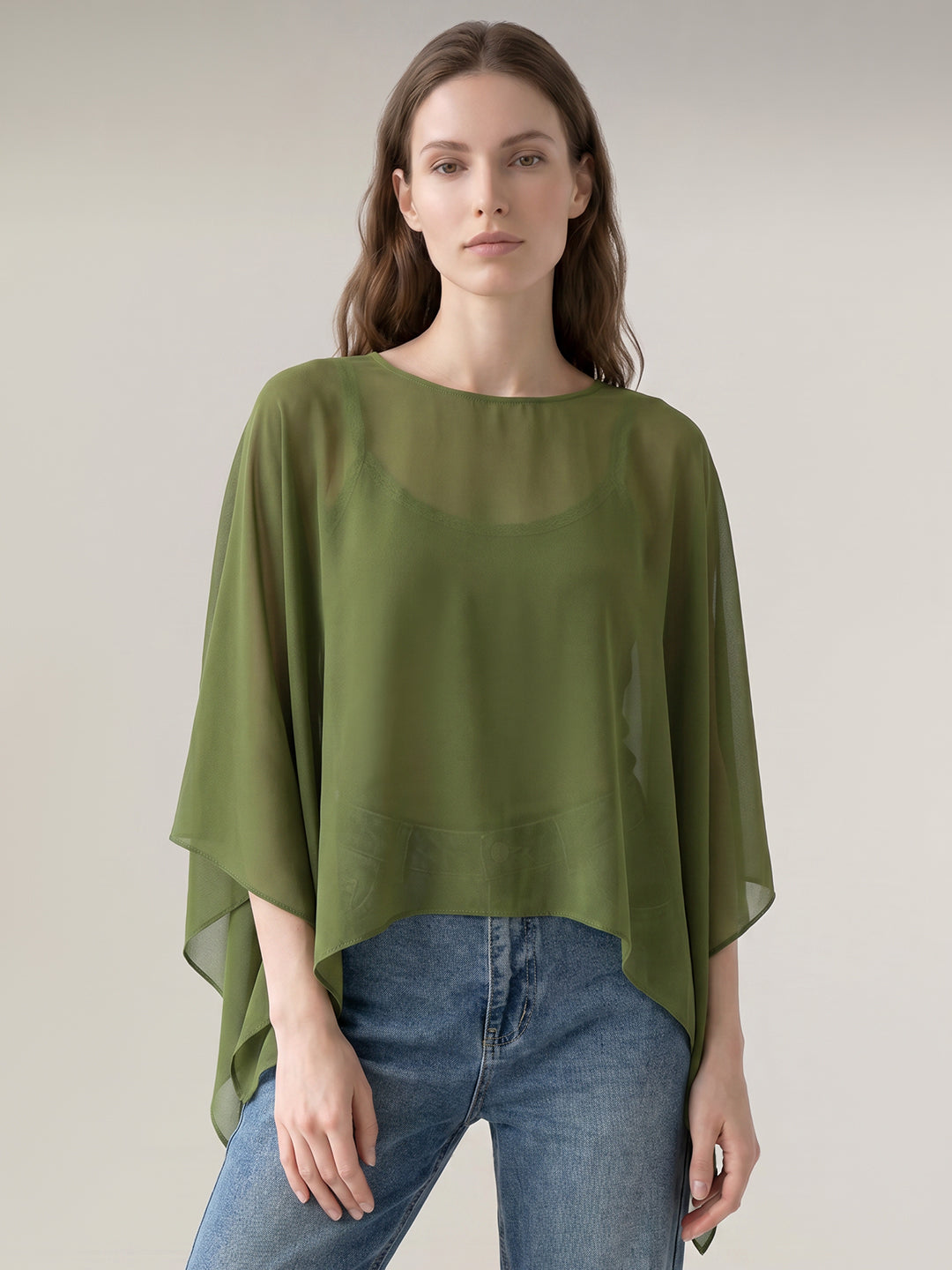 Dark Green Cape Top