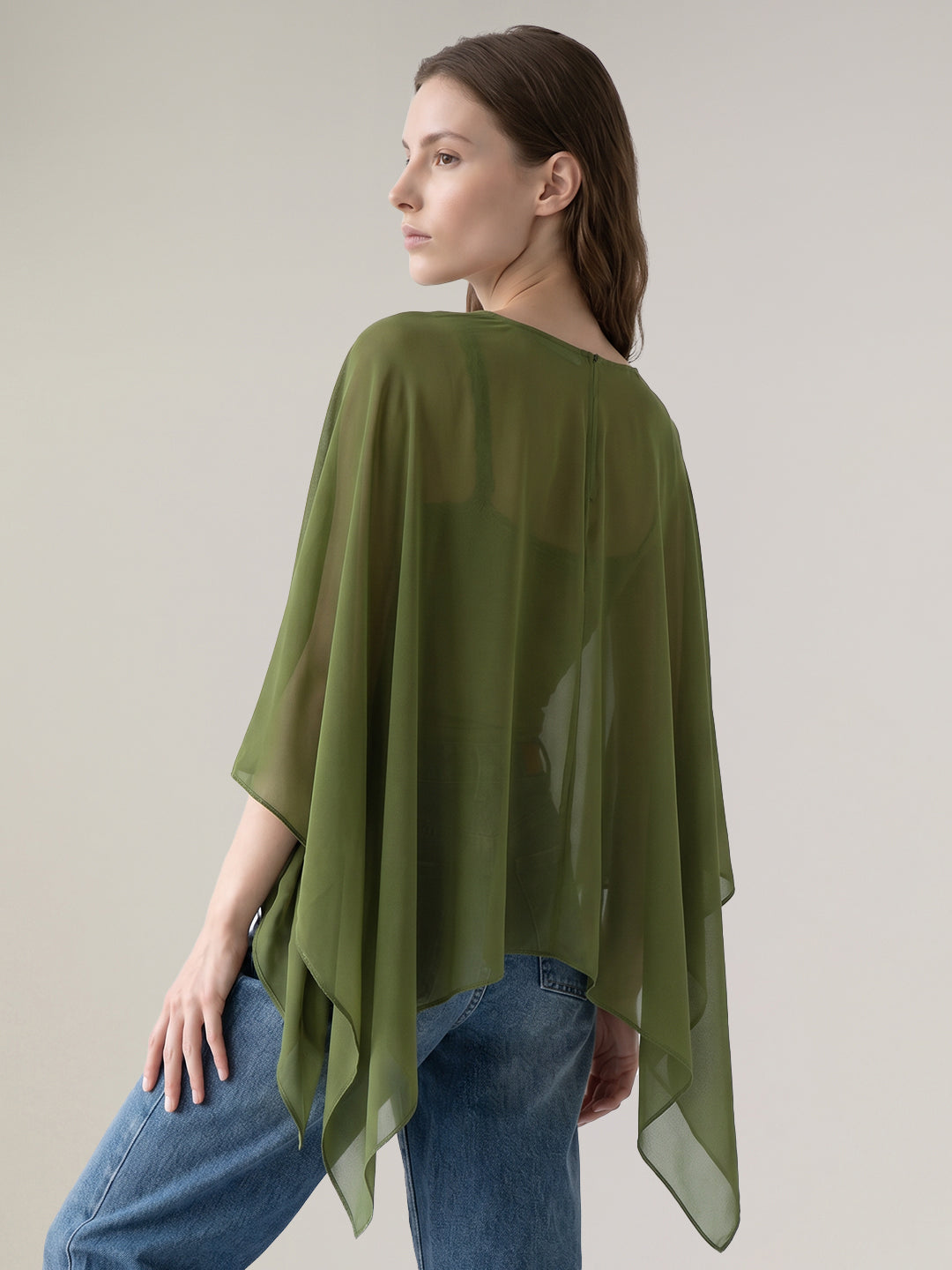 Dark Green Cape Top