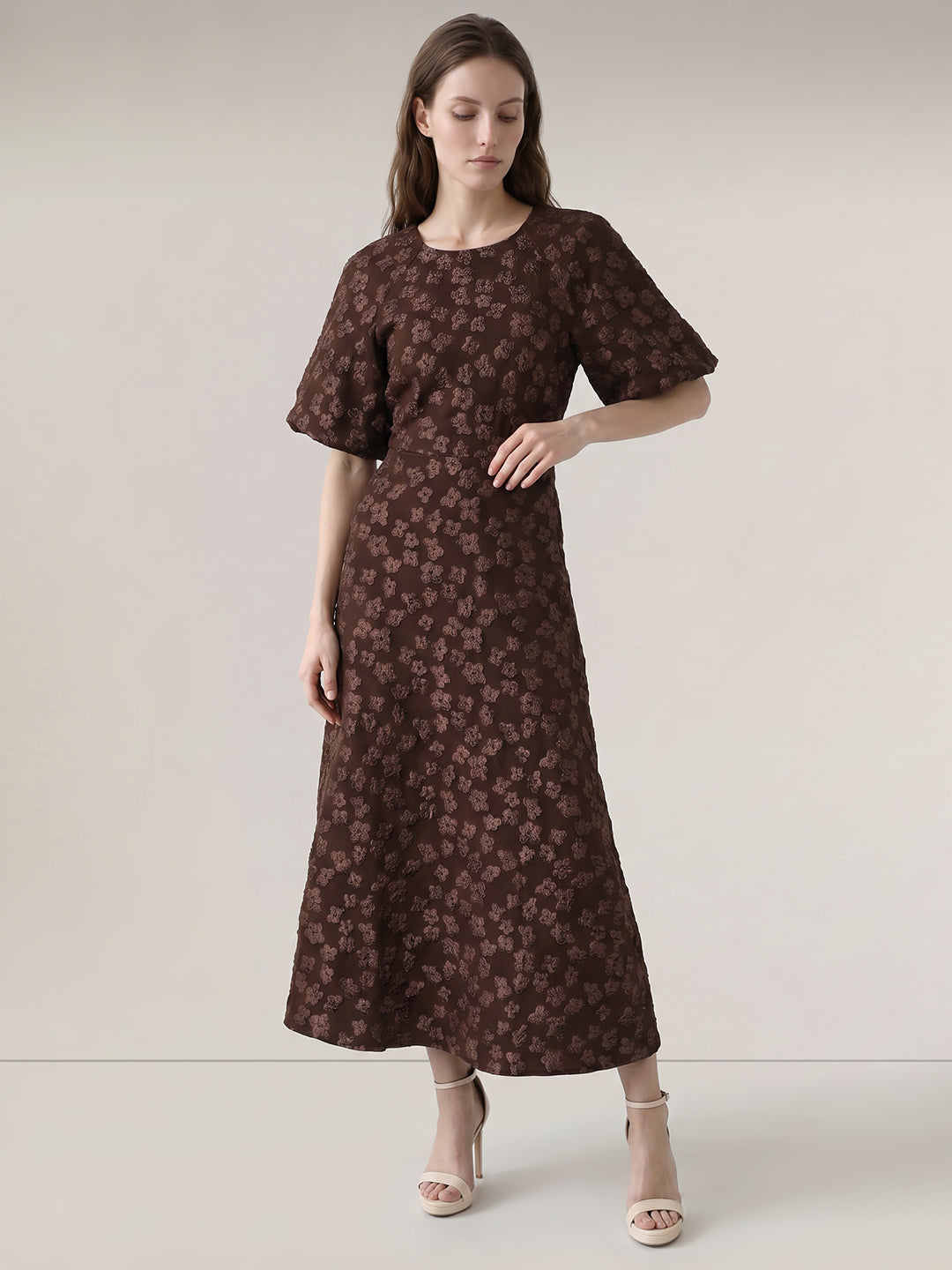 Floral Jacquard Midi Dress