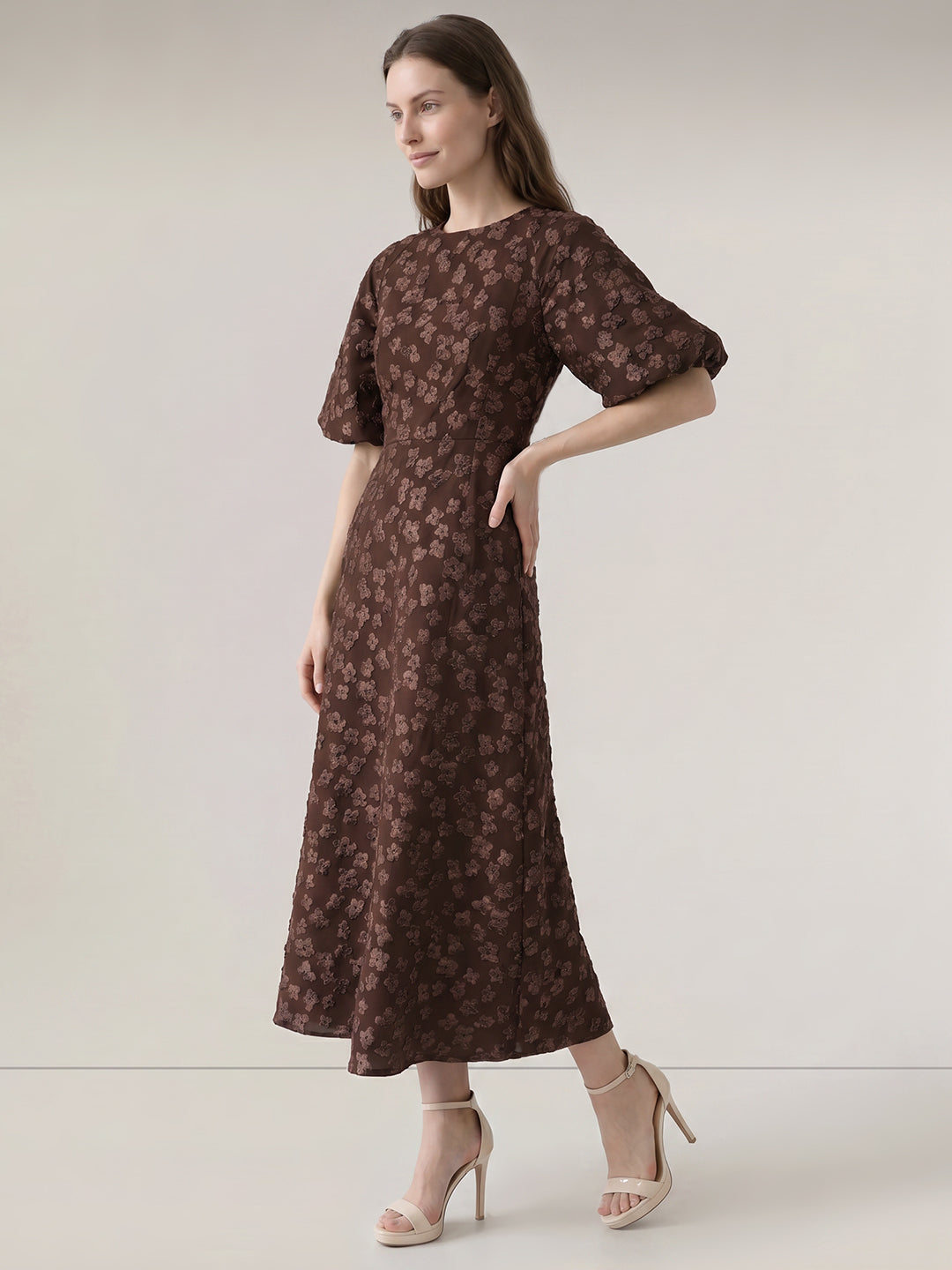 Floral Jacquard Midi Dress