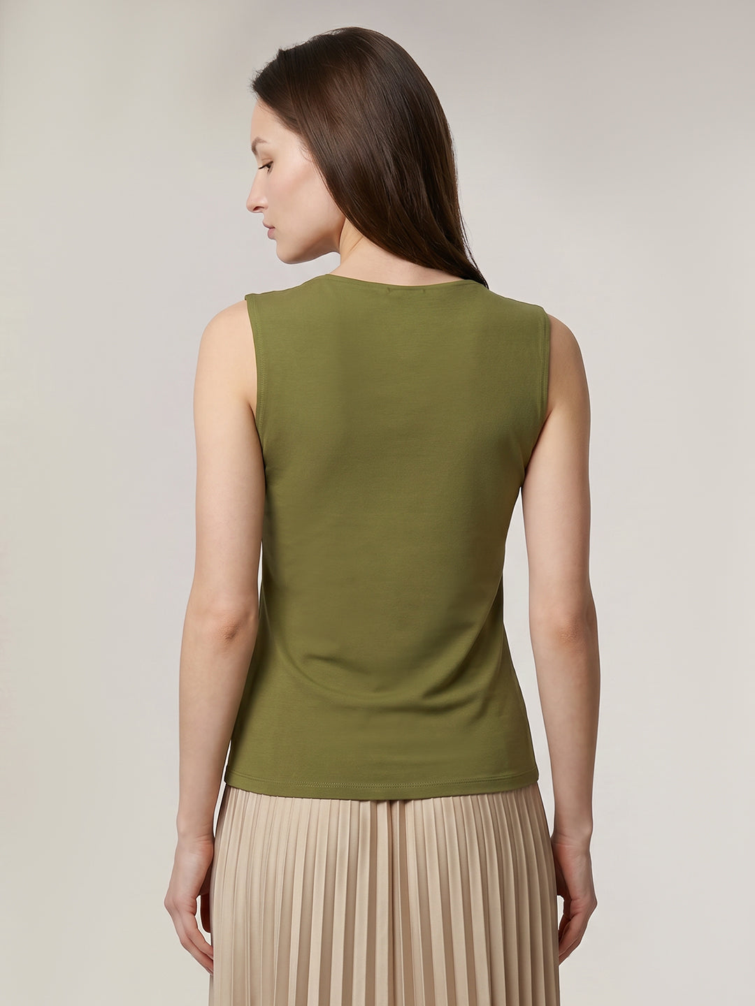 Green Sleeveless Draped Top