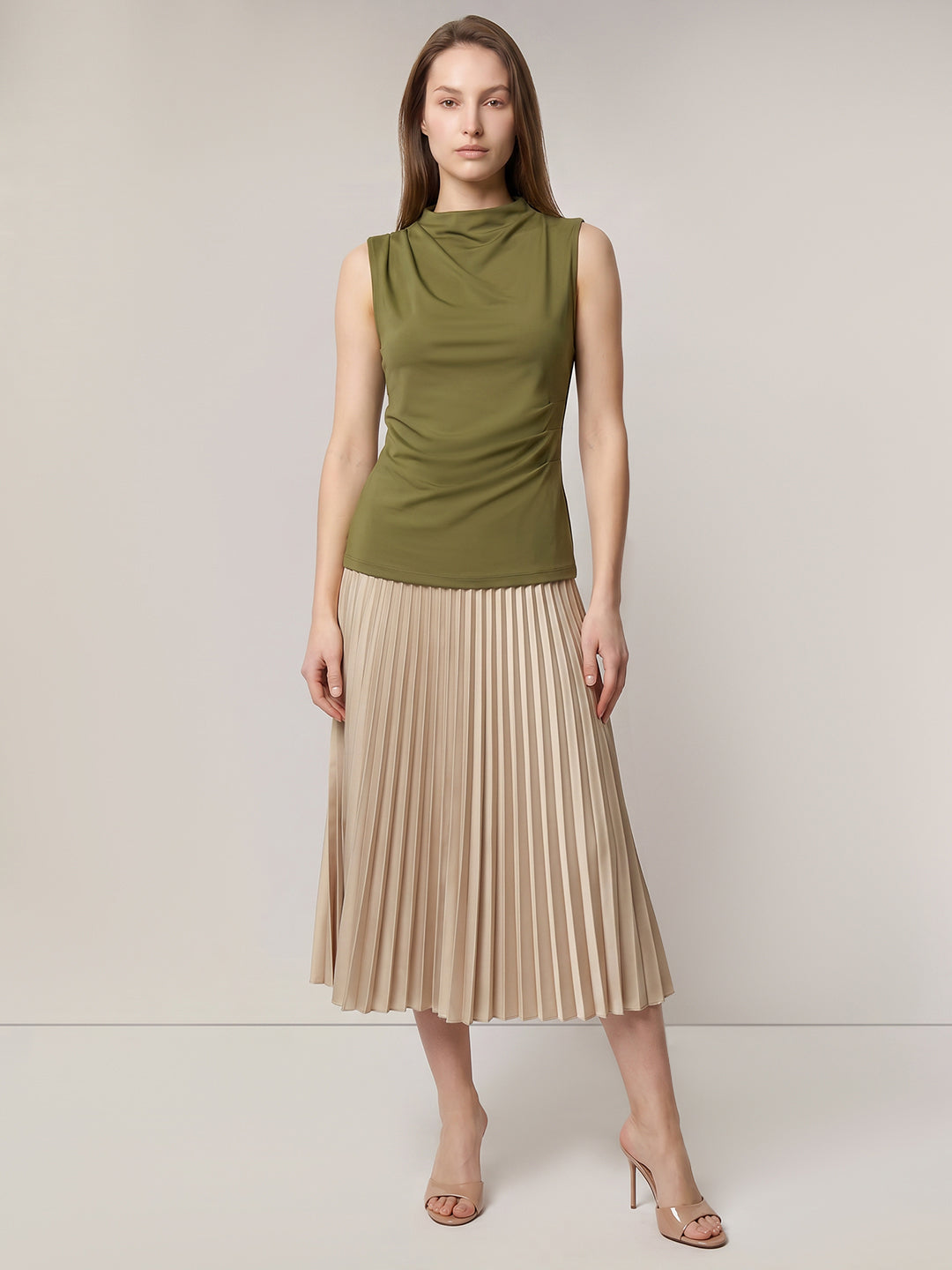 Green Sleeveless Draped Top