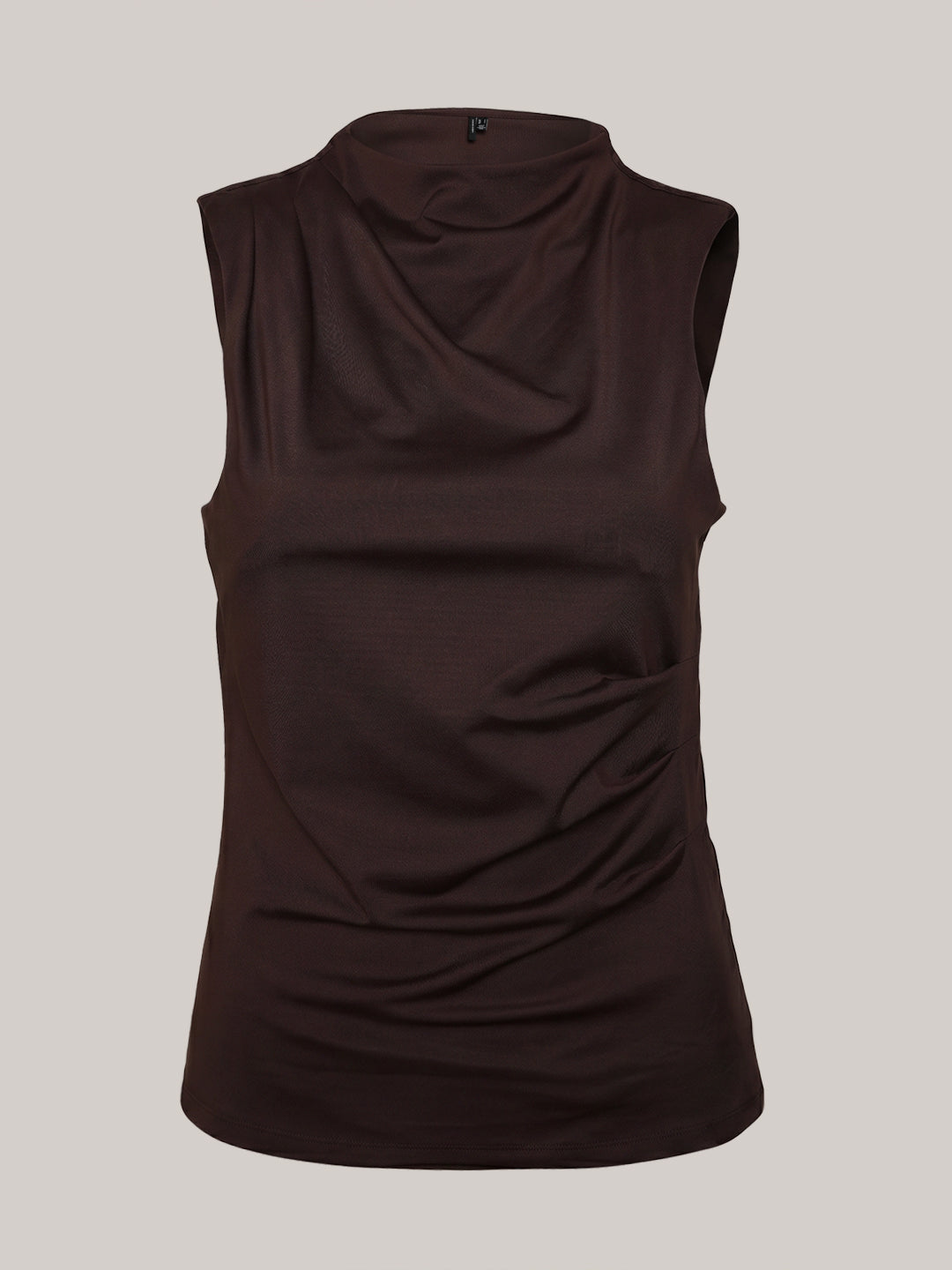 Brown Sleeveless Draped Top