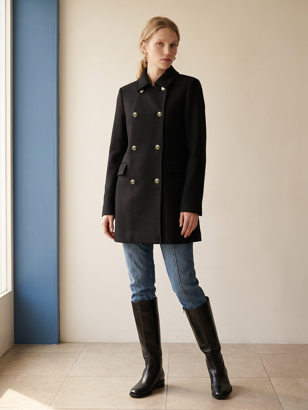 Black Wool Blend Coat