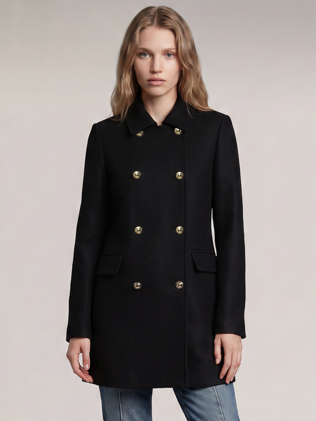 Black Wool Blend Coat