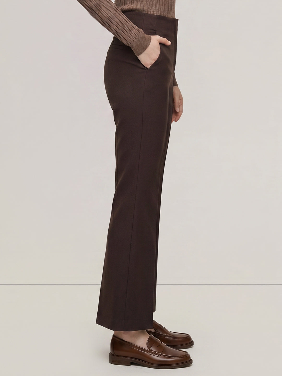 Dark Brown Mid Rise Pants