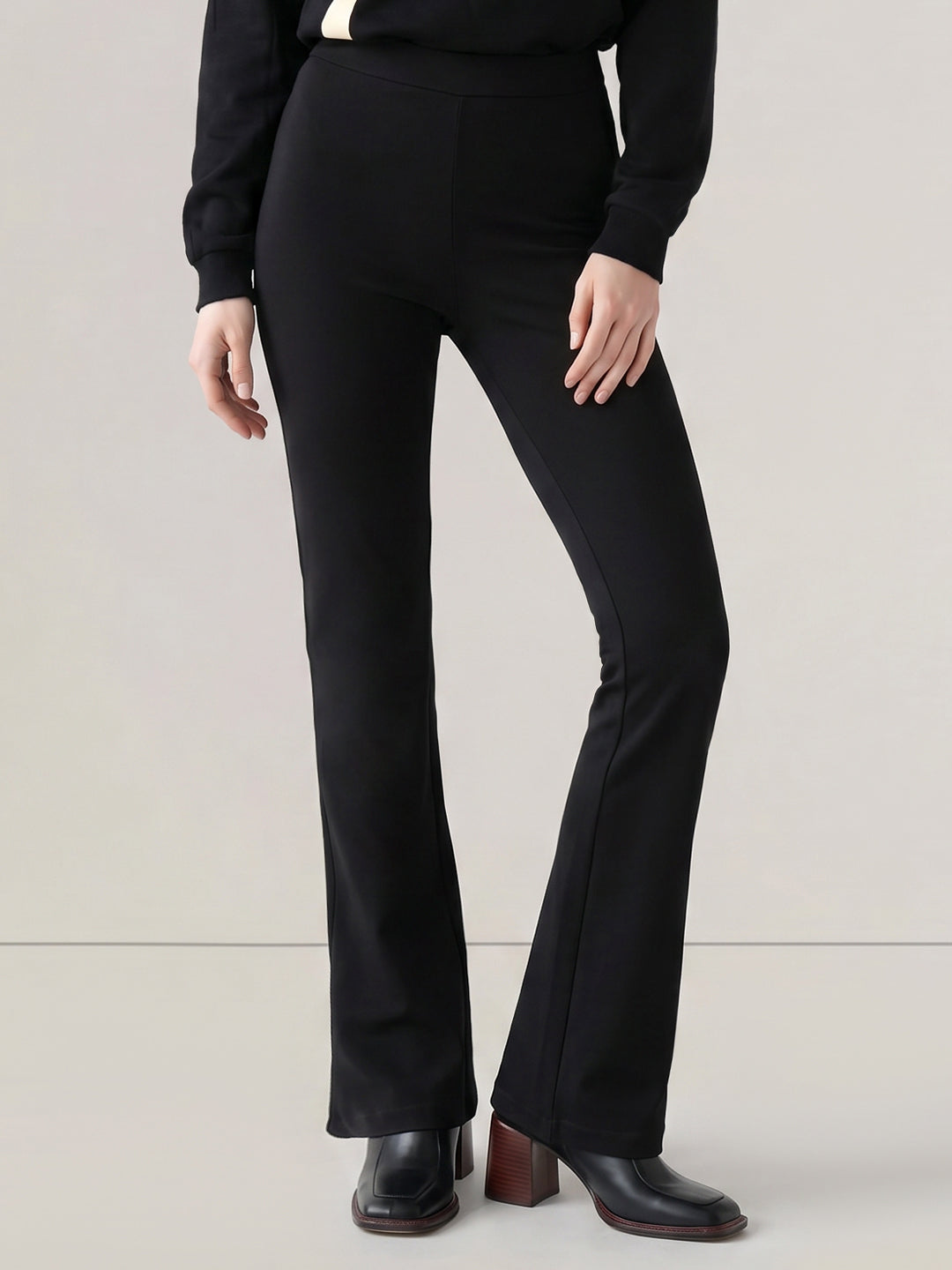Black Flared Jersey Pants