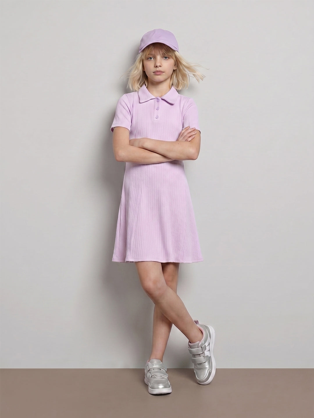 GIRLS Purple Knitted Shirt Dress
