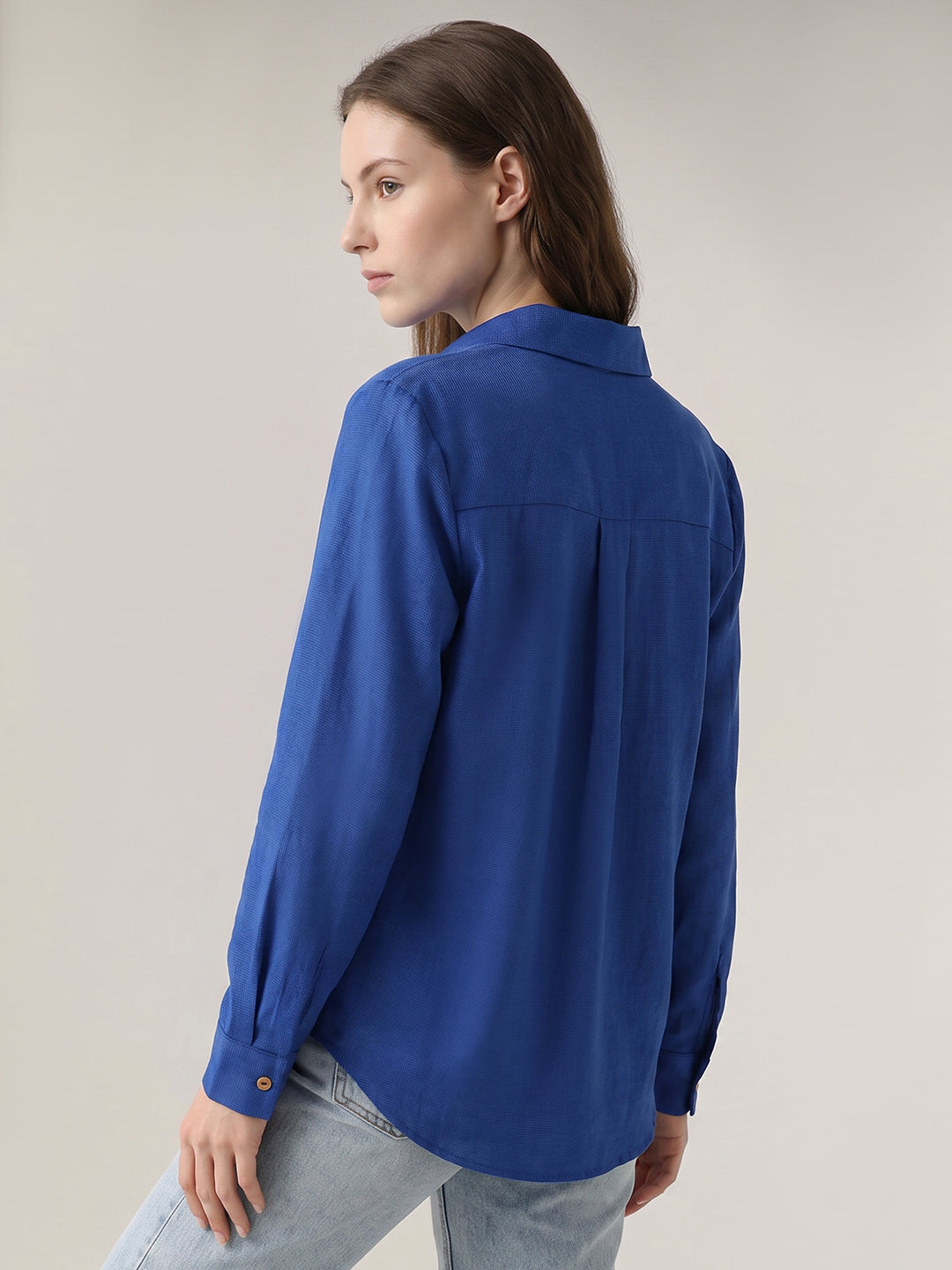 Dark Blue Linen Blend Shirt