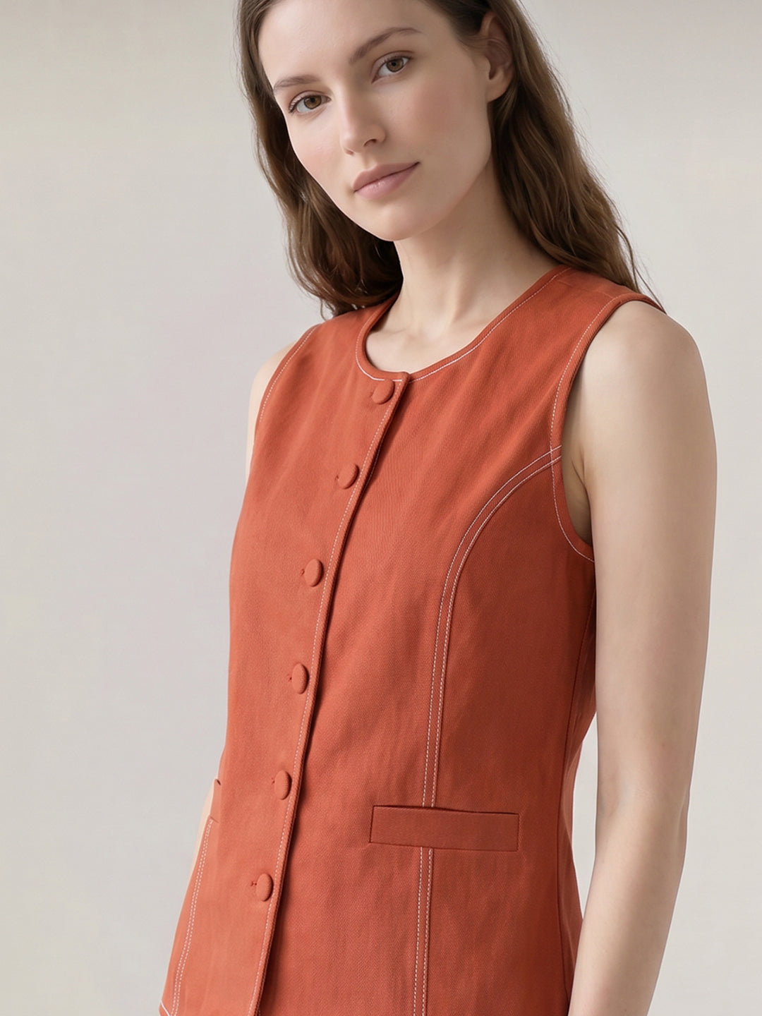 Brown Regular Fit Waistcoat