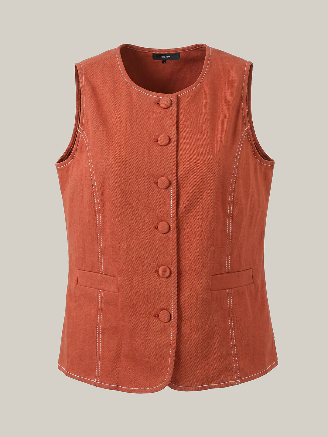 Brown Regular Fit Waistcoat