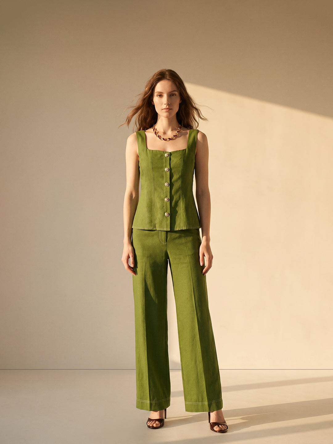 Green Strappy Vest Top