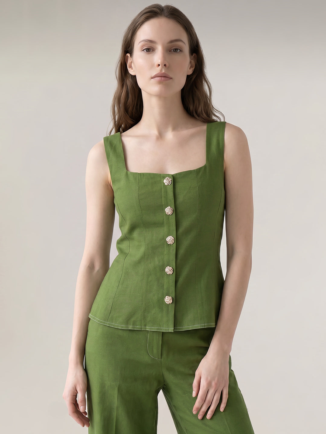 Green Strappy Vest Top