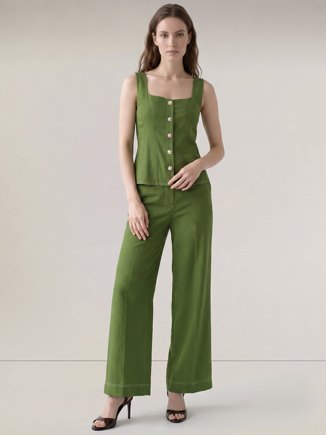 Green Strappy Vest Top