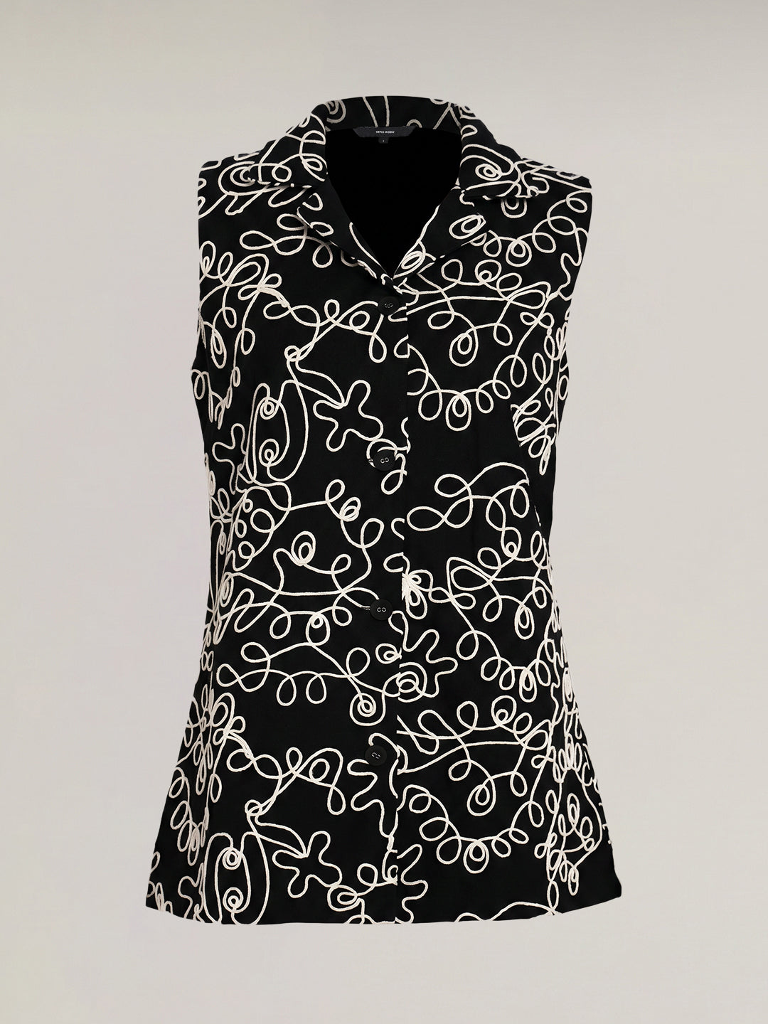Black Printed Sleeveless Shirt