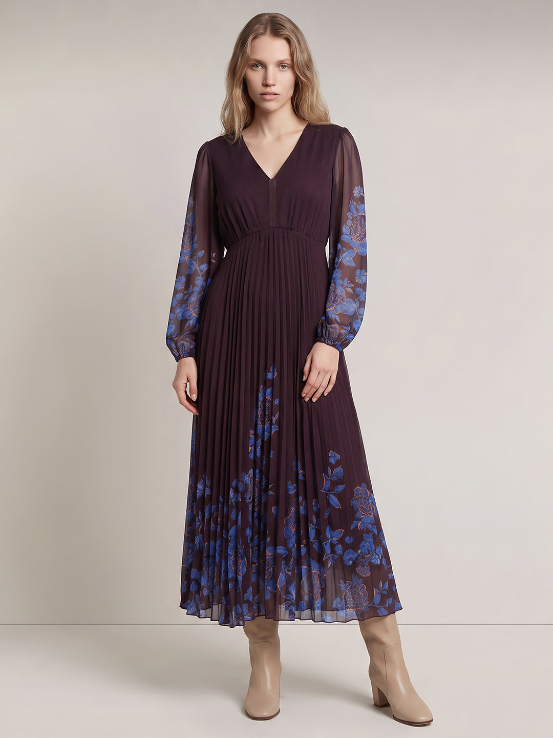Purple Printed Midaxi Dress