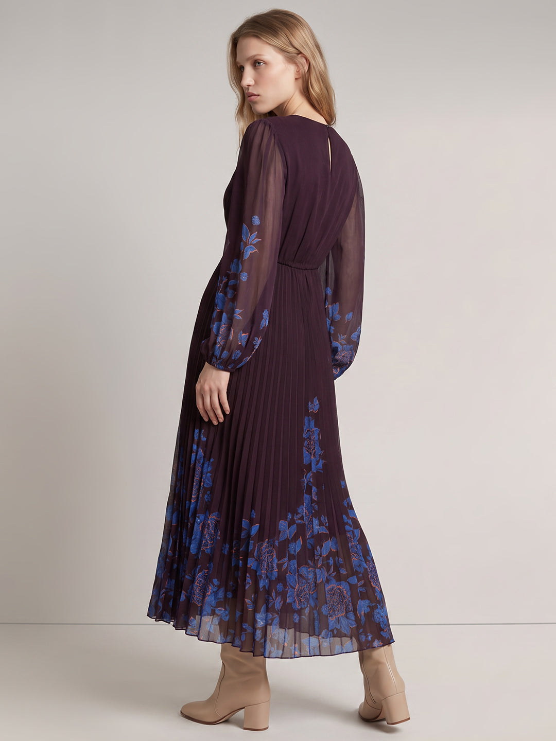 Purple Printed Midaxi Dress