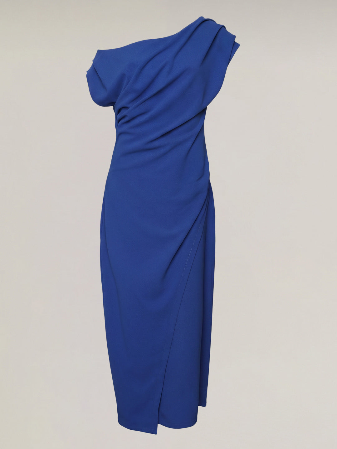 Dark Blue Draped Midi Dress