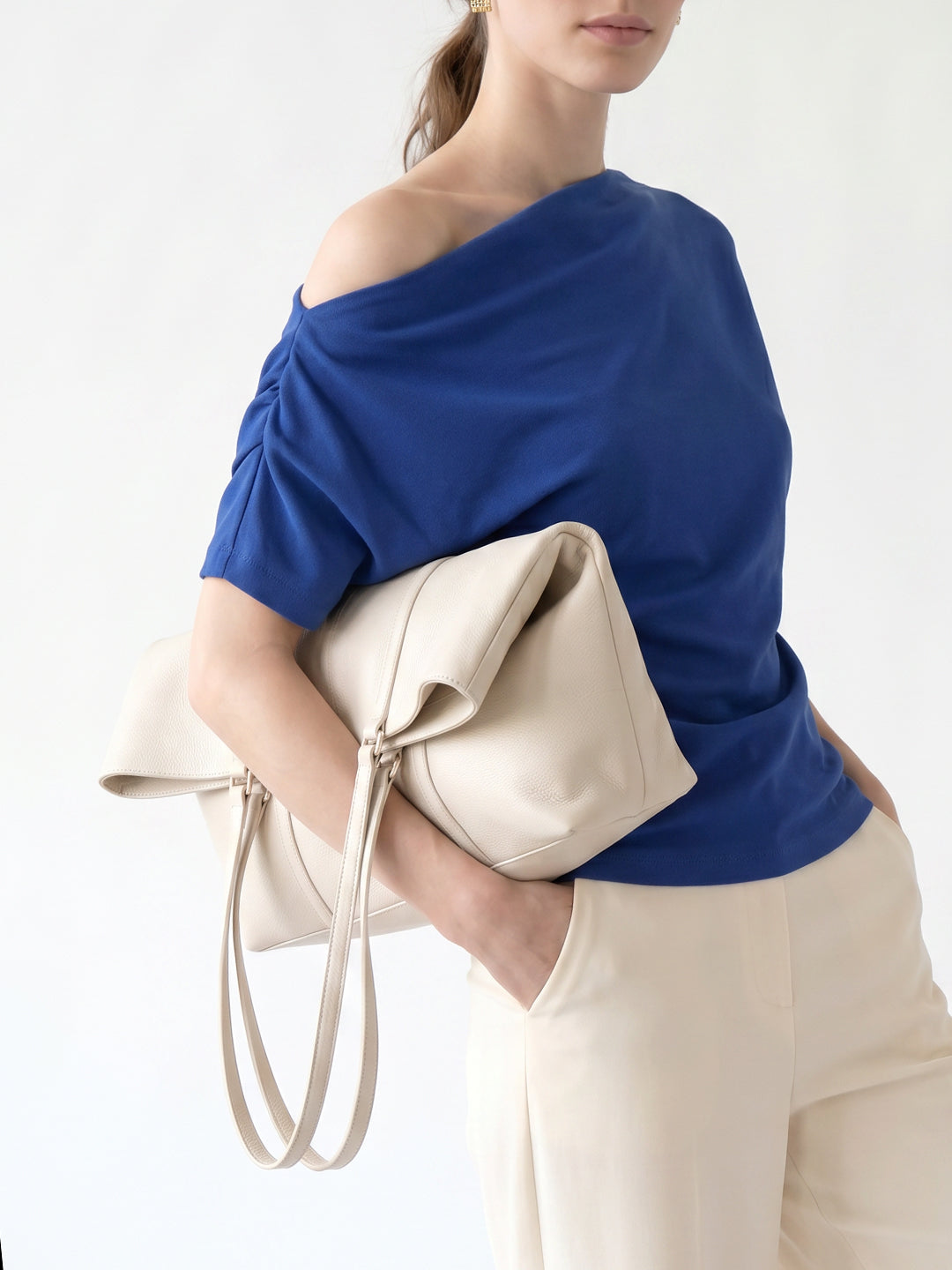 Dark Blue One Shoulder Top
