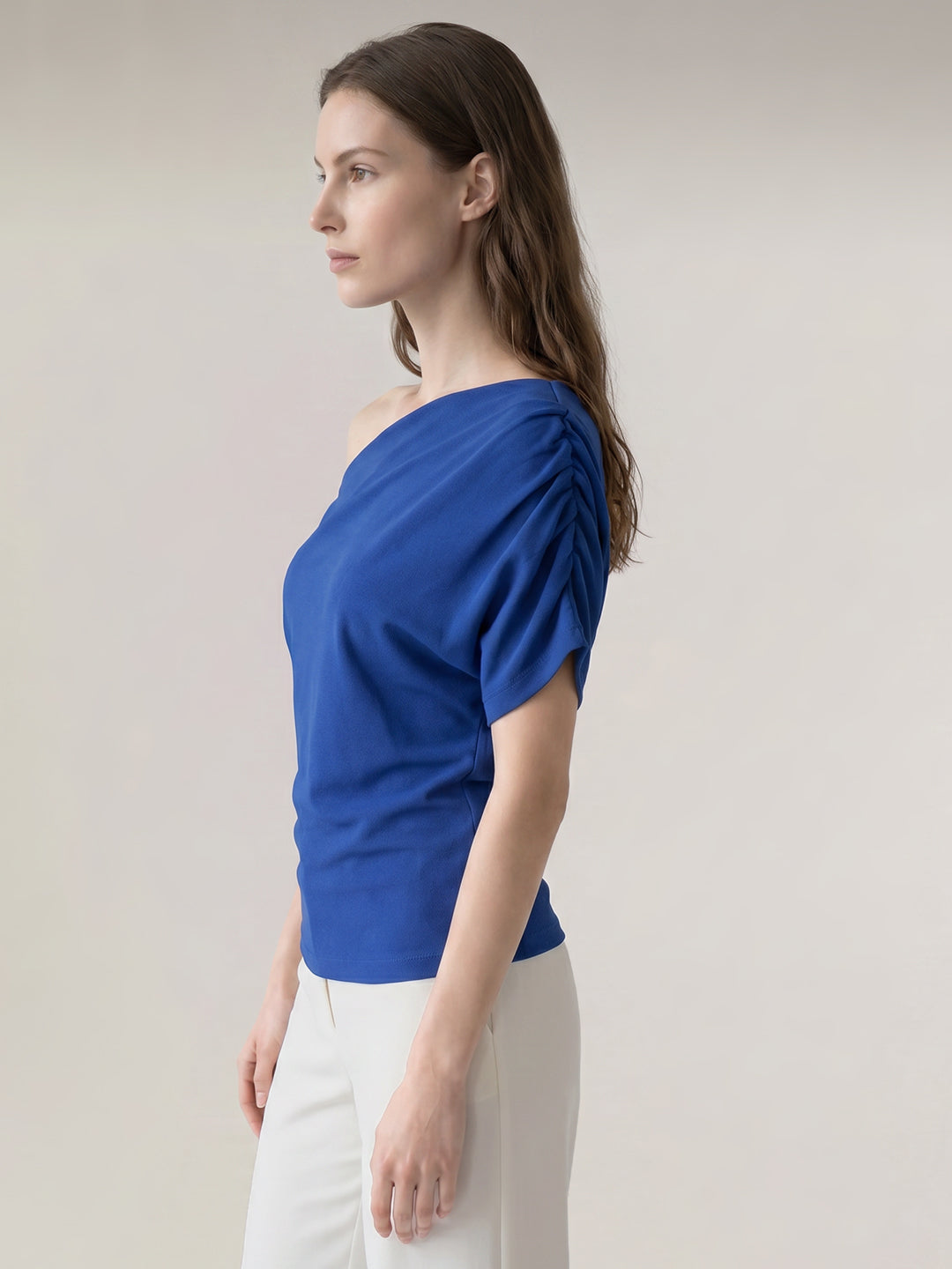 Dark Blue One Shoulder Top