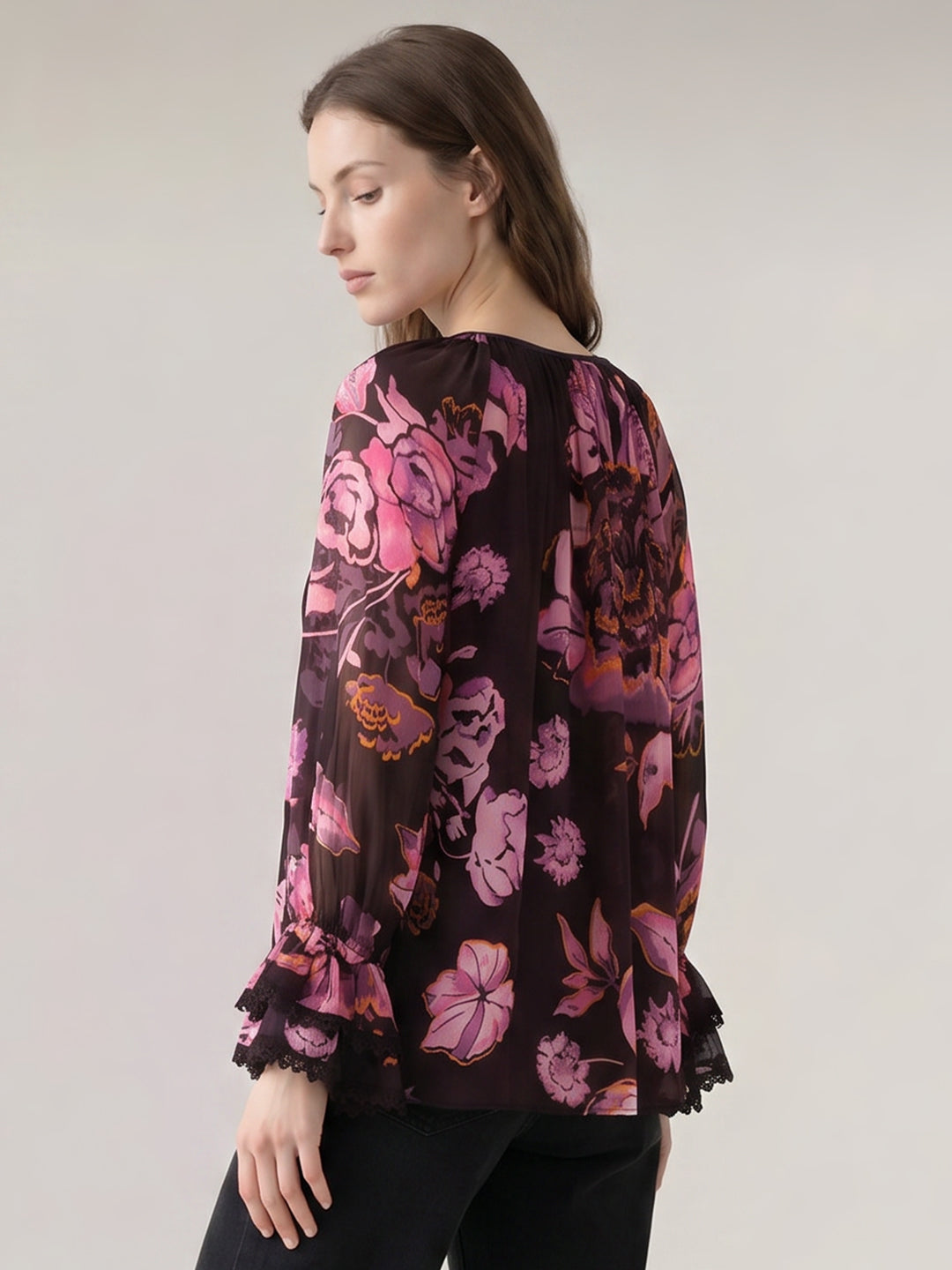 Dark Red Floral Top