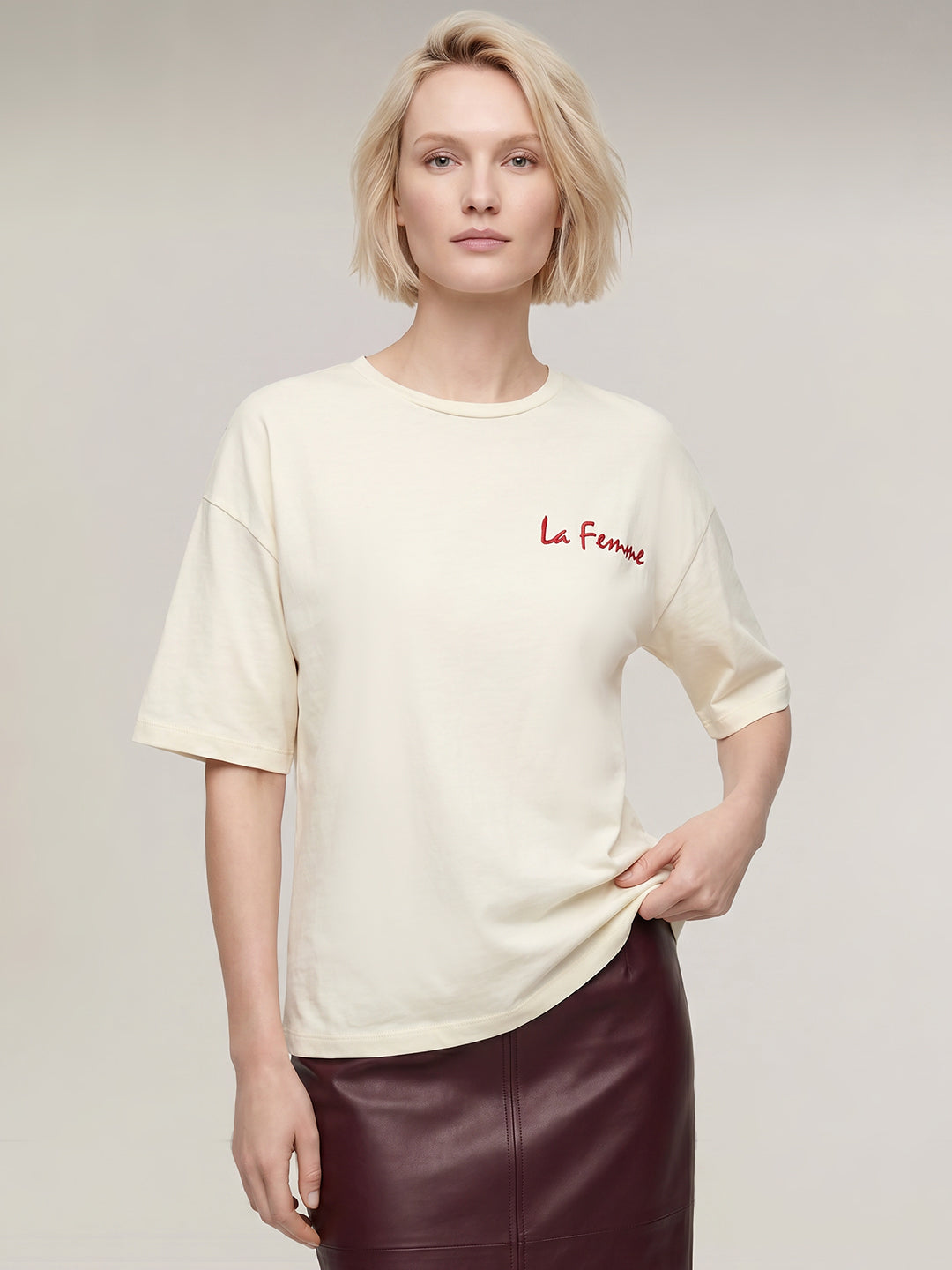 Ecru Back printed T-shirt