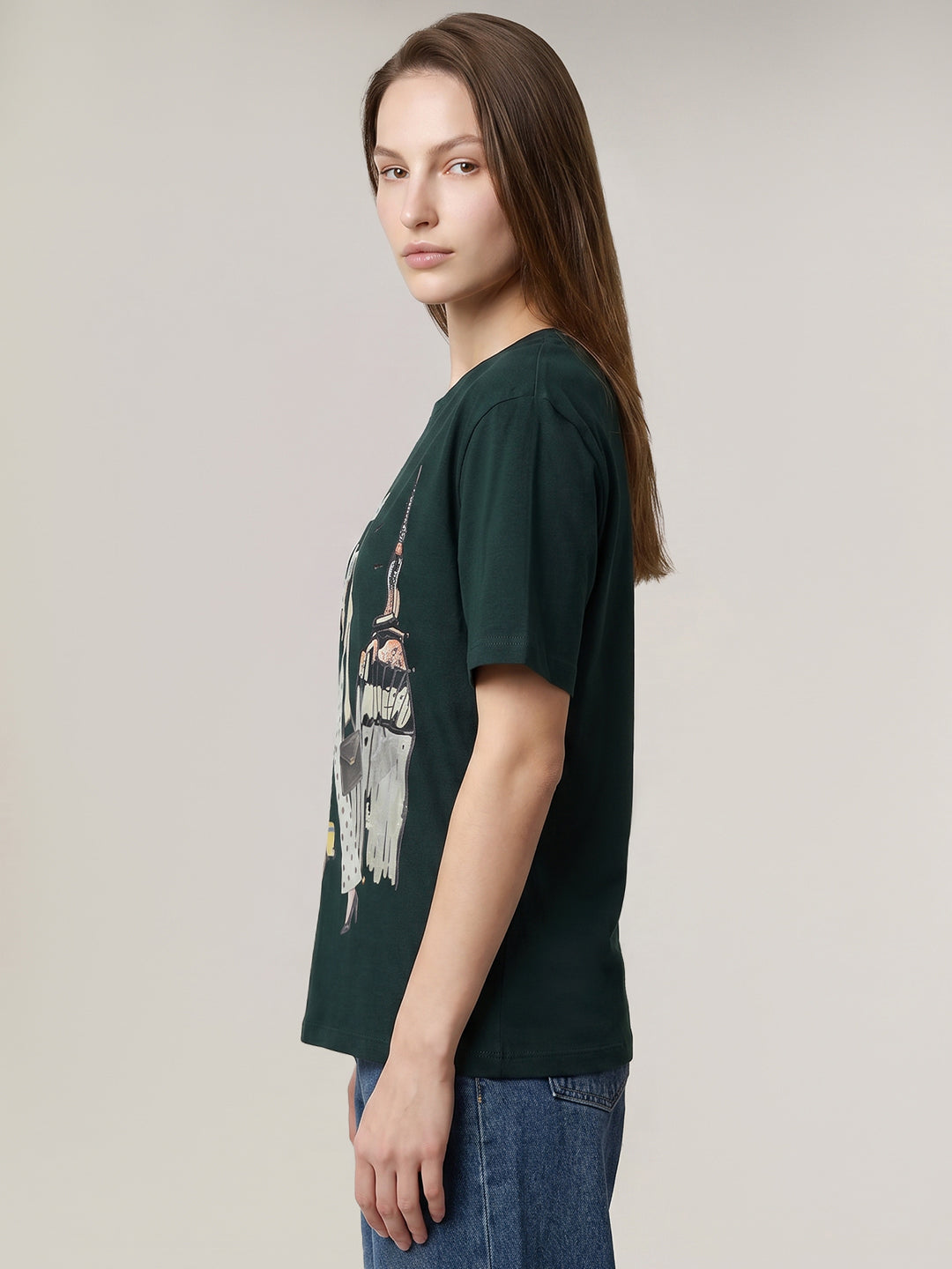 Green Printed Cotton T-shirt