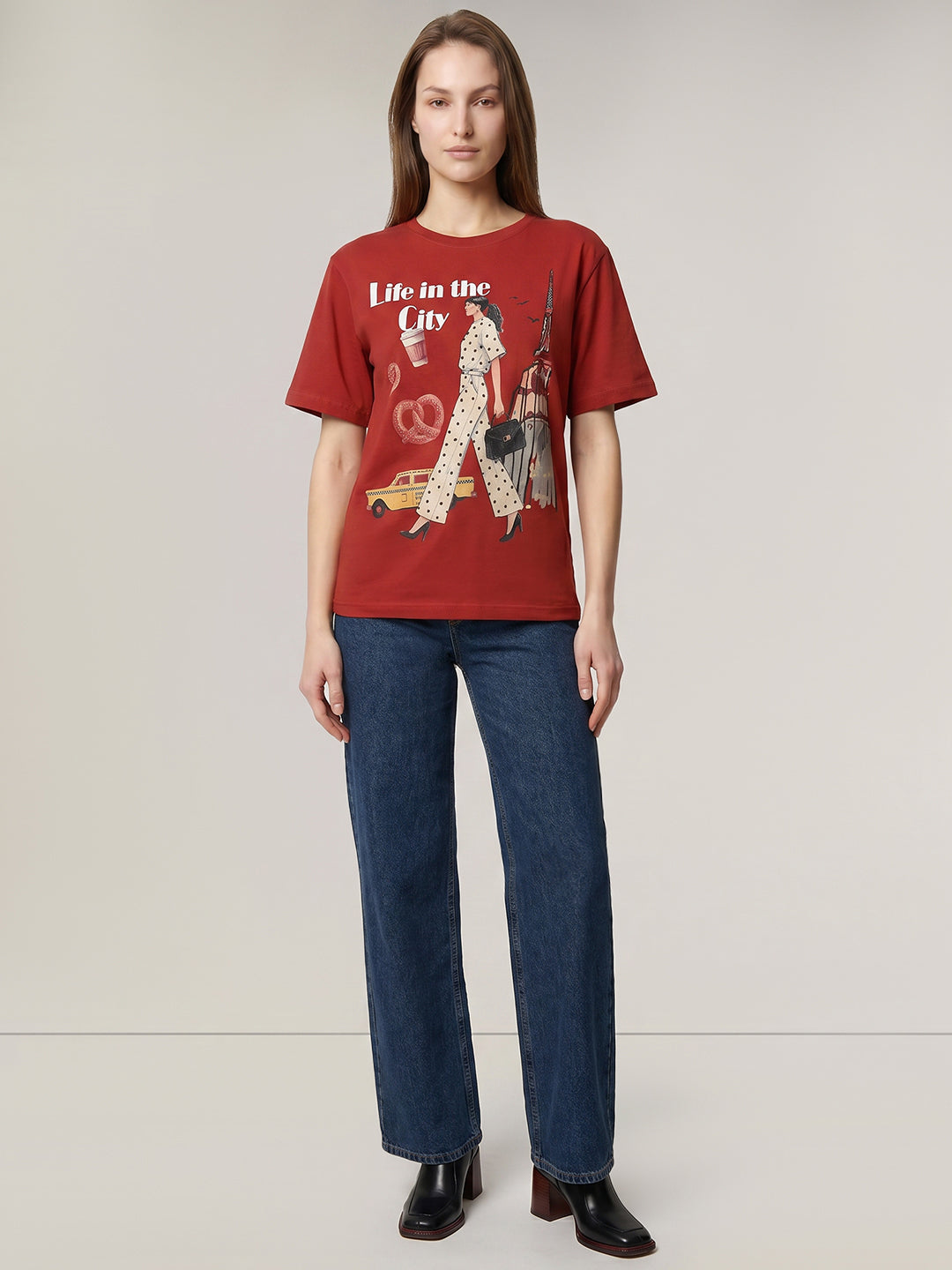 Rust Printed Cotton T-shirt
